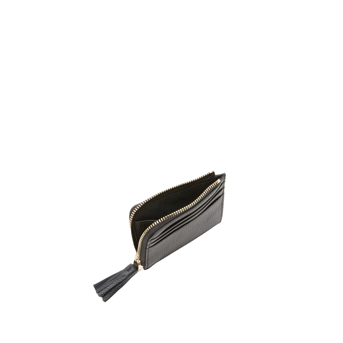 Portacarte con nappina in pelle - Nero