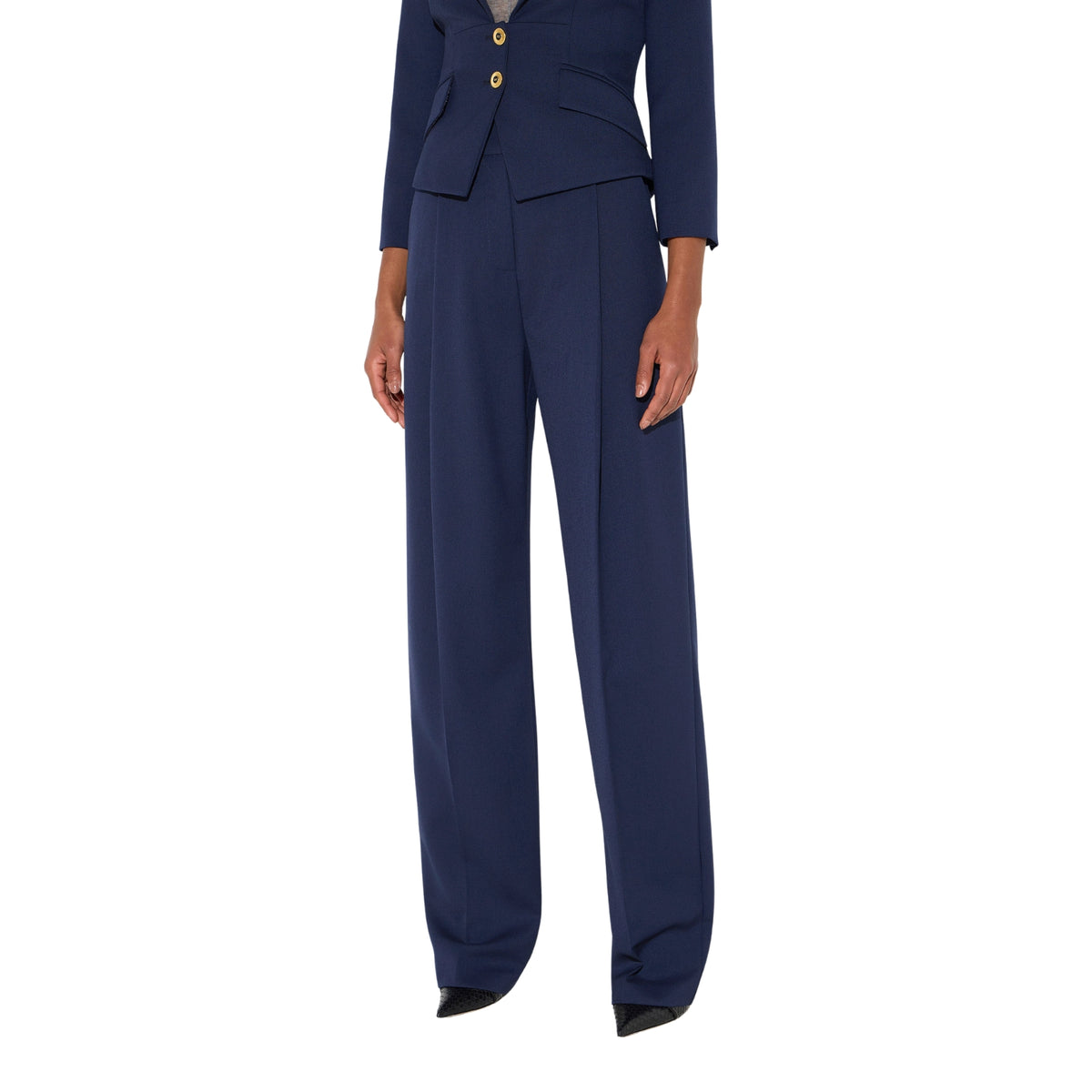 Pantalone a palazzo in gabardina sartoriale - Blu