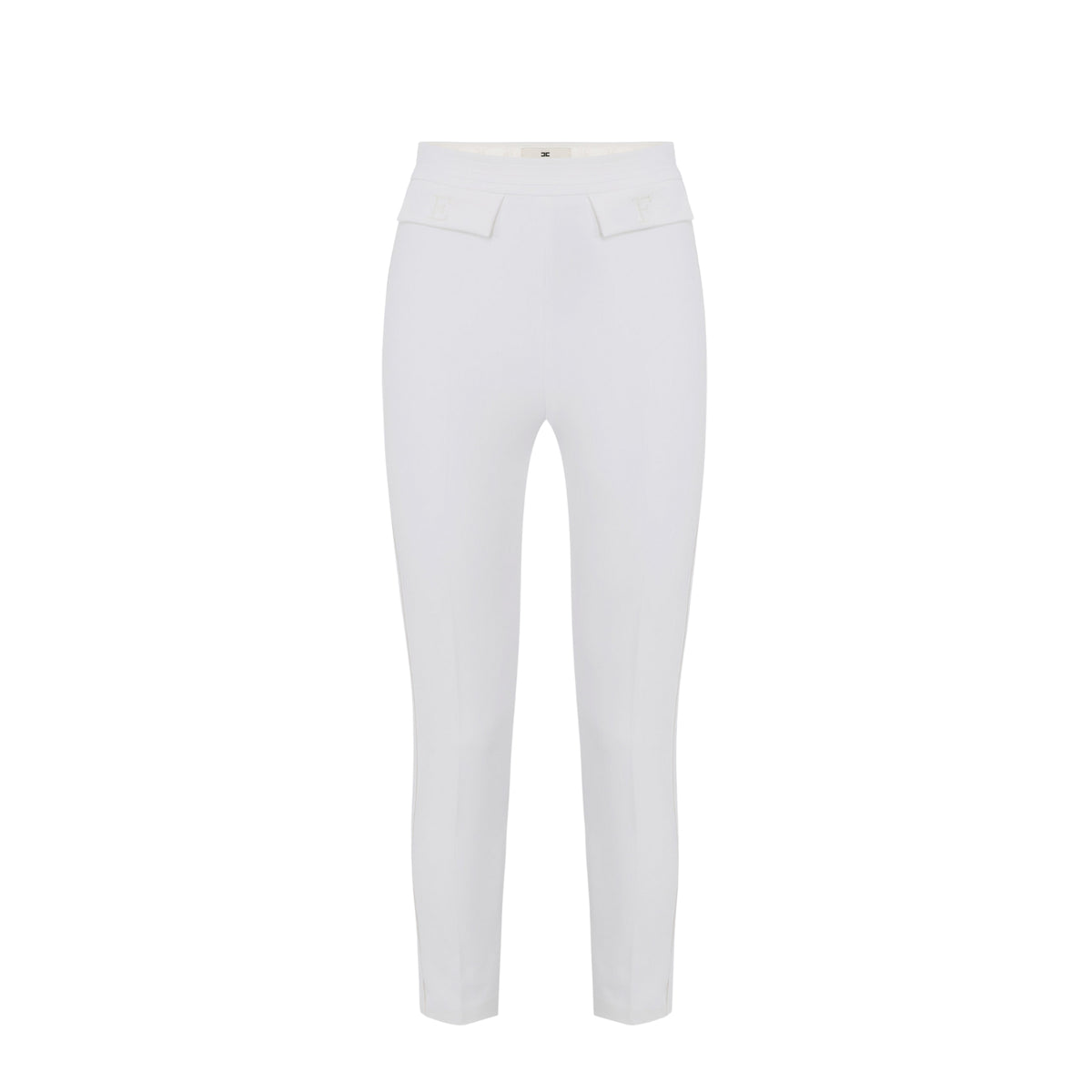 Pantalone in doppio crêpe con cuciture a vista - Avorio