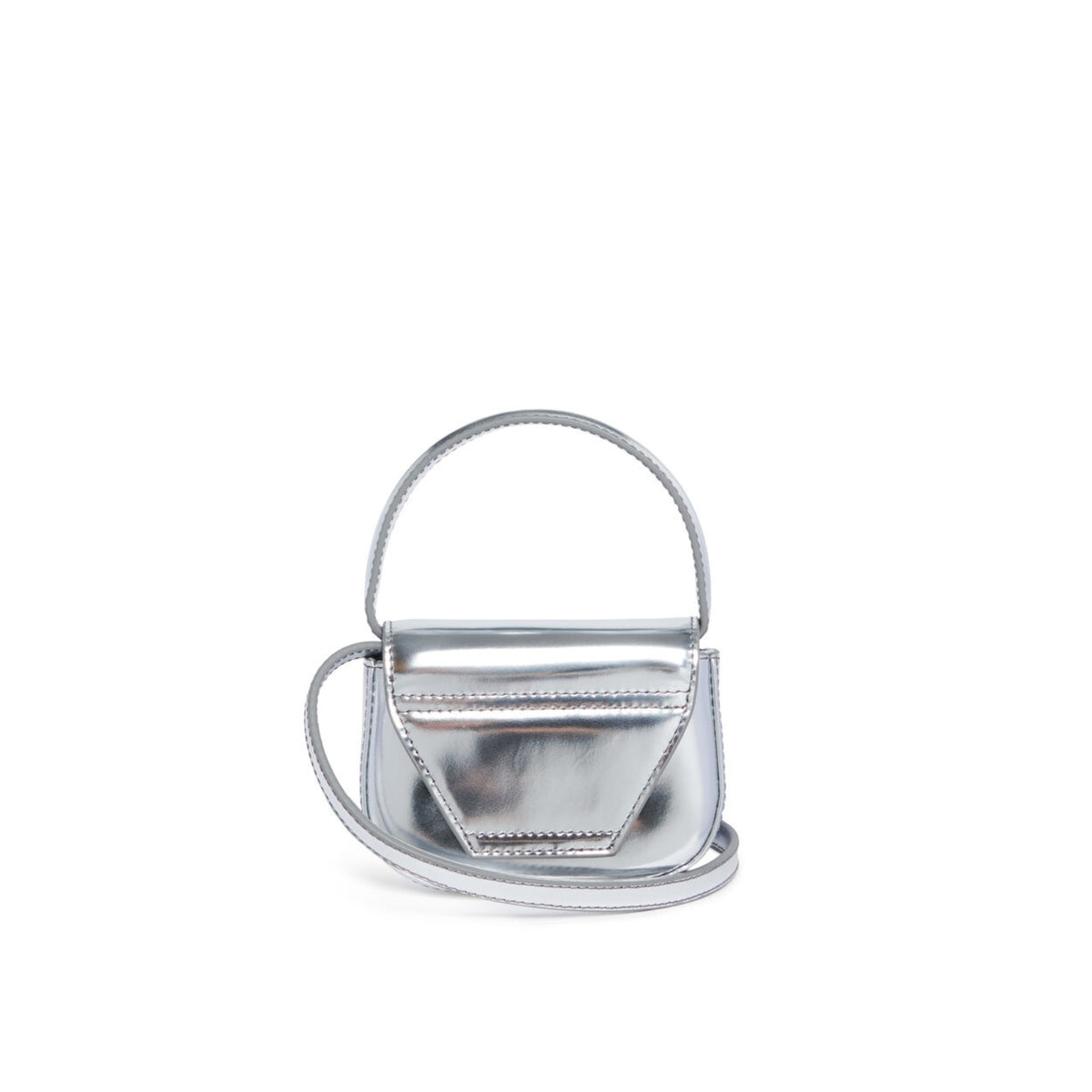 Borsa Mini borsa/pochette da donna in pelle lucida - Argento