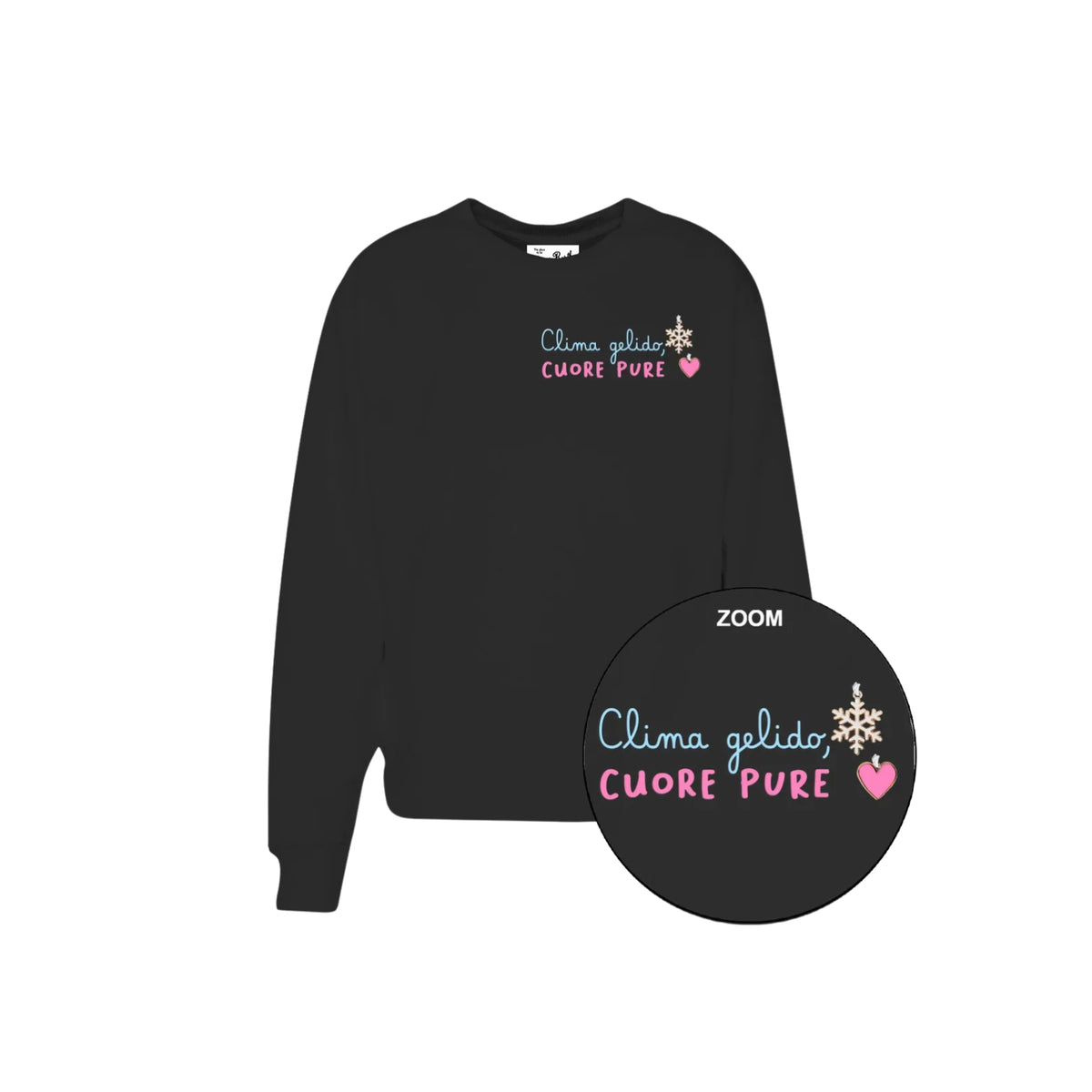 Felpa Stardust con stampa Clima gelido Cuore pure
