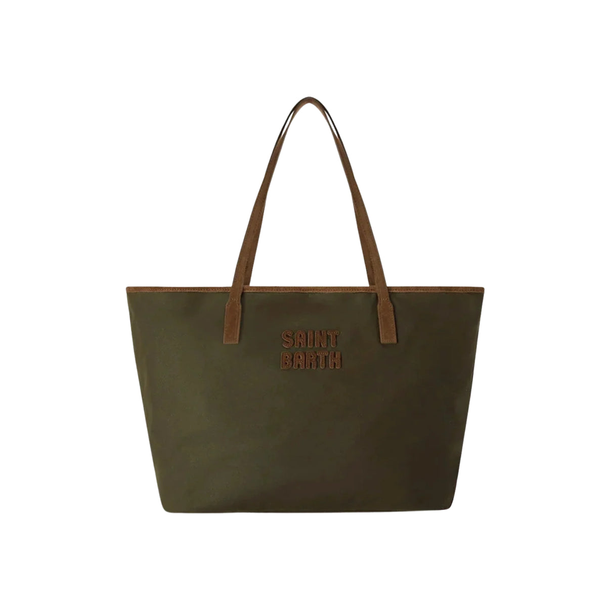 Borsa Large City in tessuto cerato con ricamo logo - VERDE