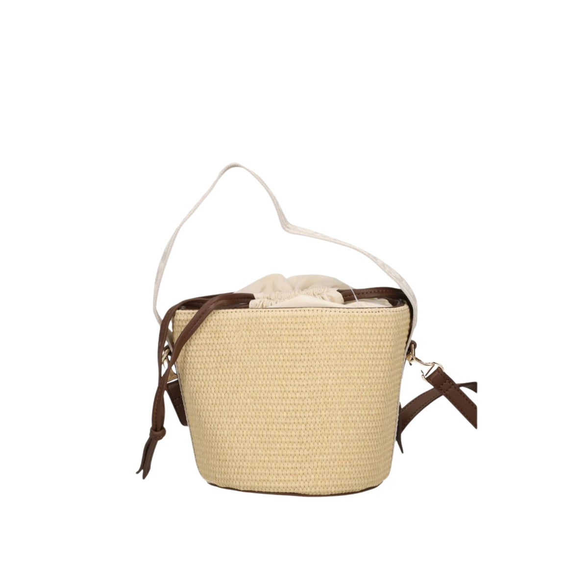 Mini Bucket con manico jacquard - Beige