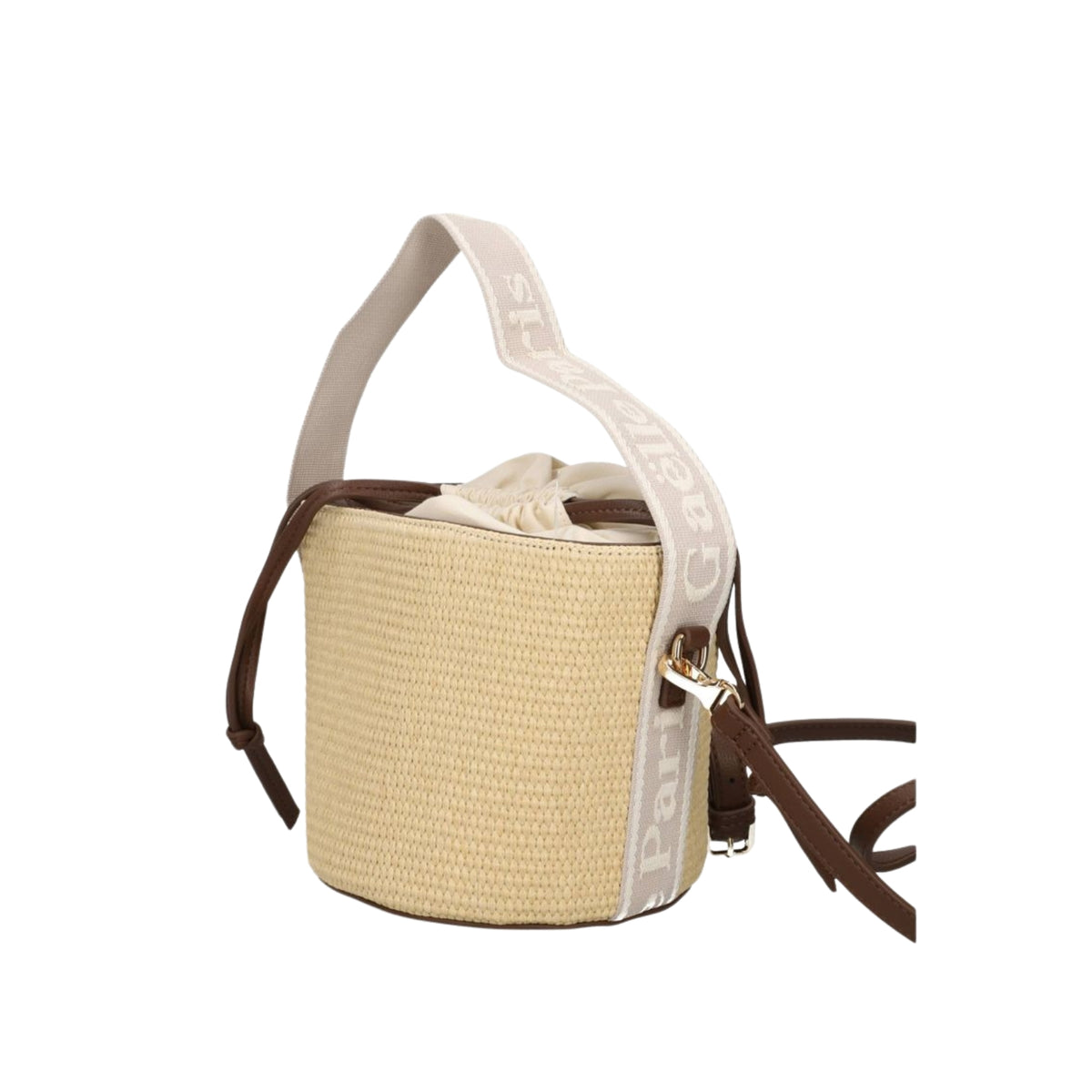 Mini Bucket con manico jacquard - Beige