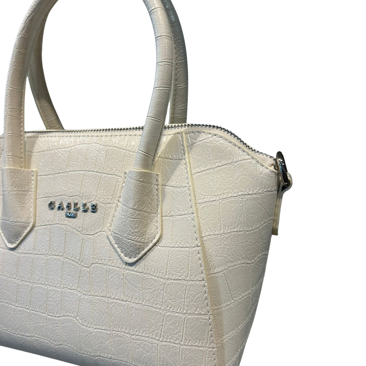 Borsa mini duffle in ecofur pitonata - Burro