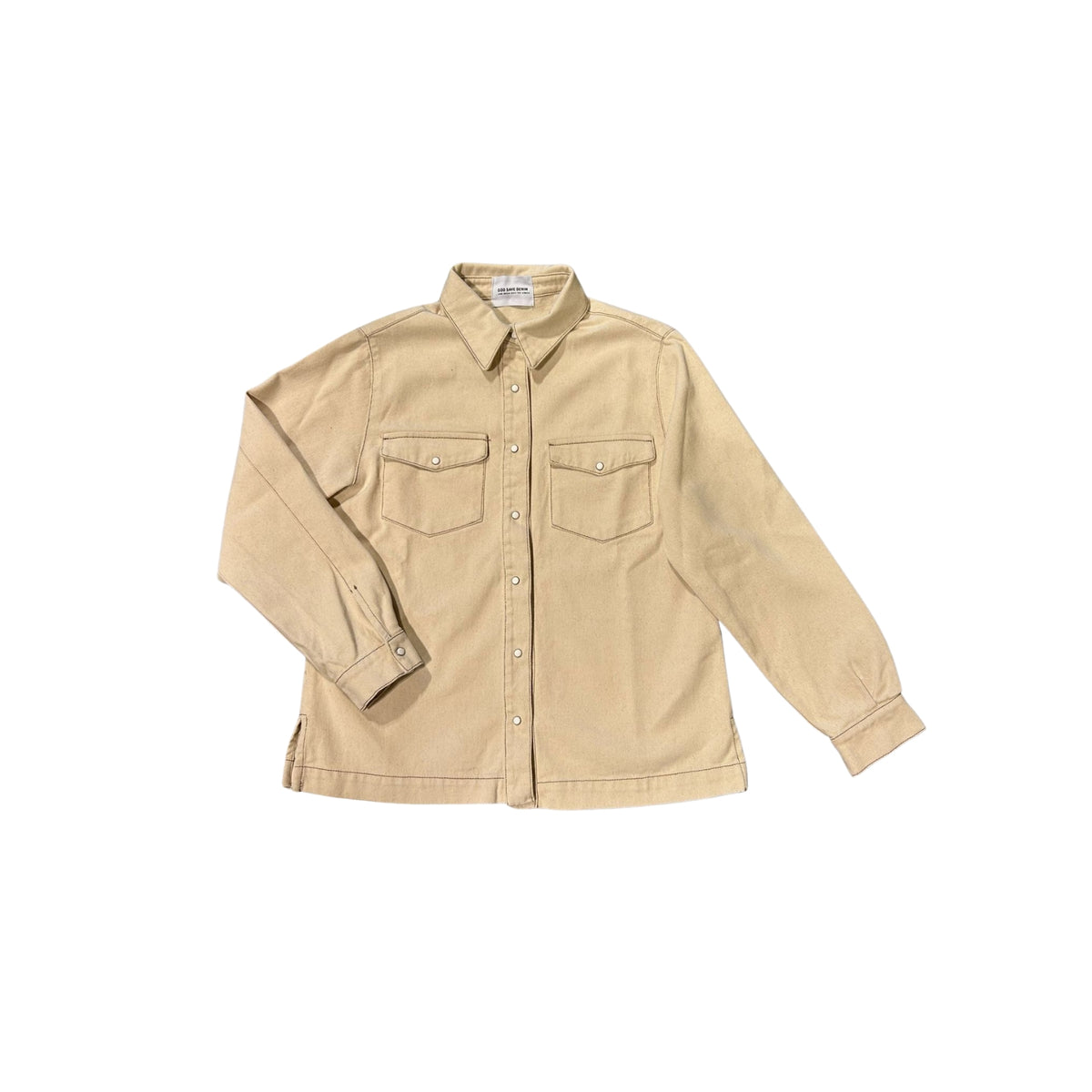 Camicia Demetra in denim con tasche a contrasto - Ecru
