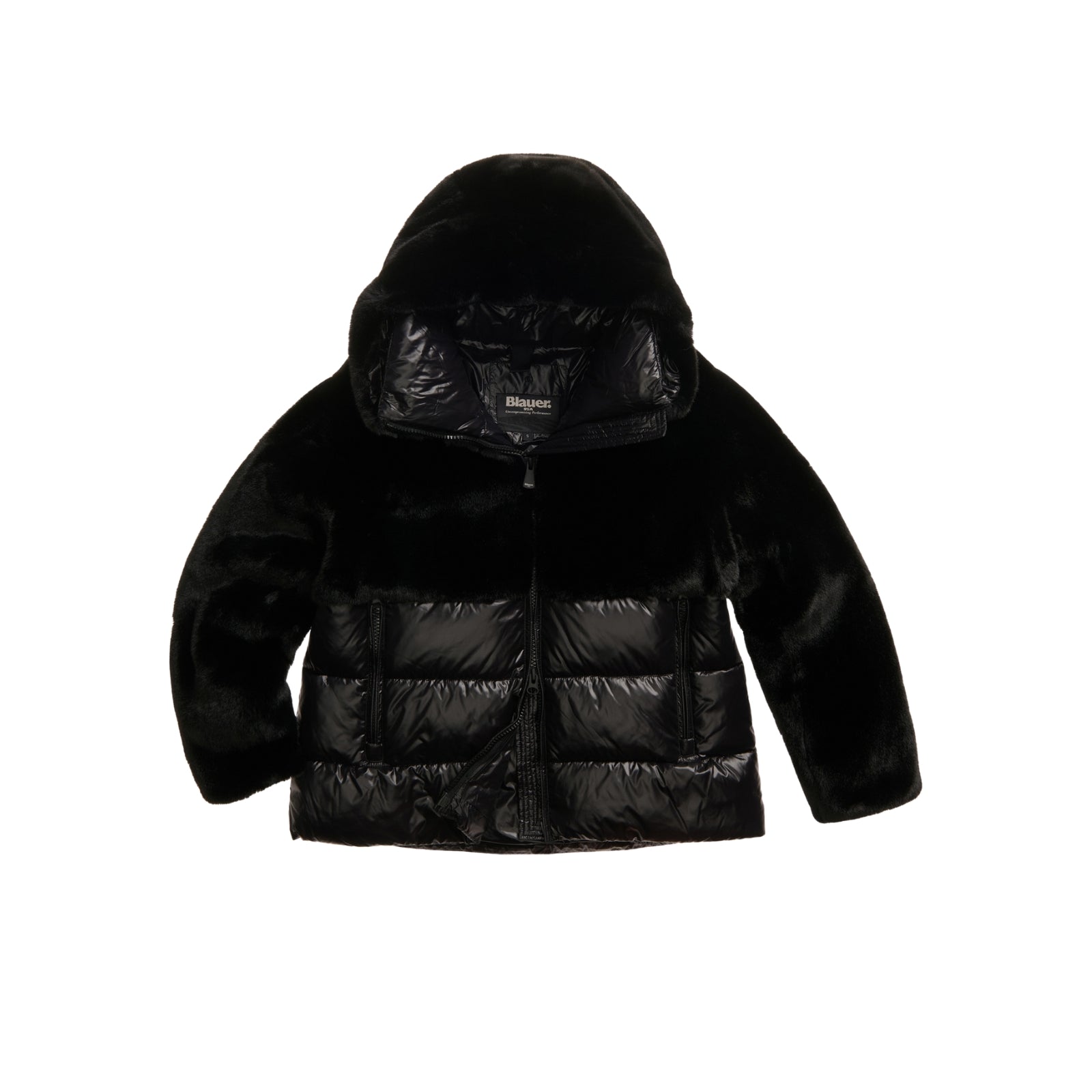 GIUBBETTO NYLON CON PELLICCIA ECO FANEVIL - NERO