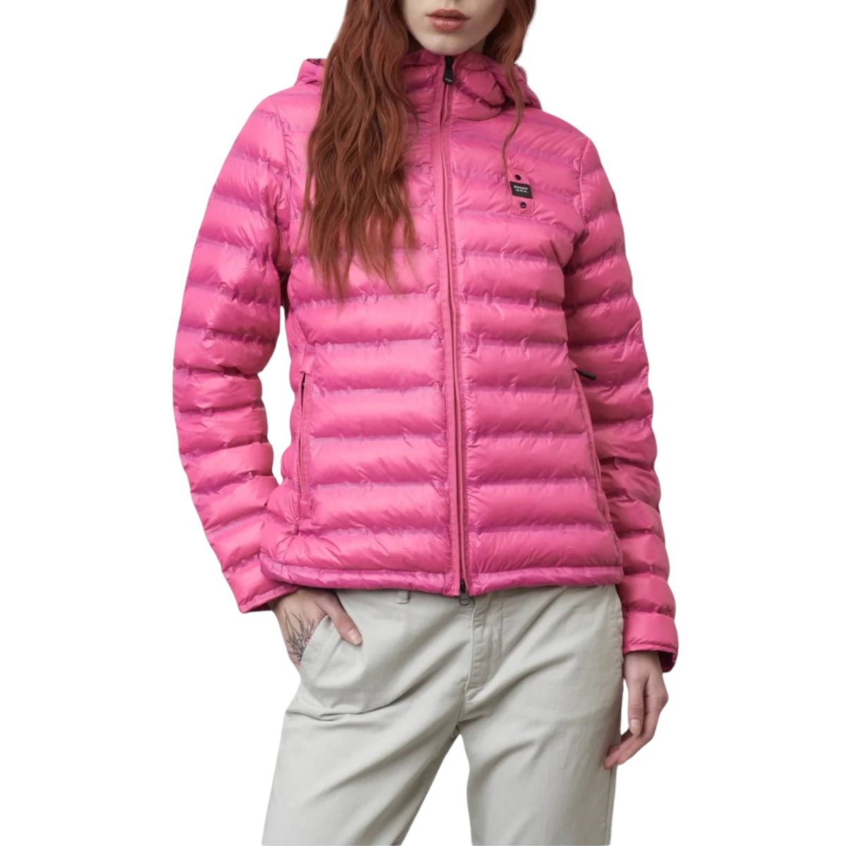 Giacca sfiancata con cappuccio - Rosa
