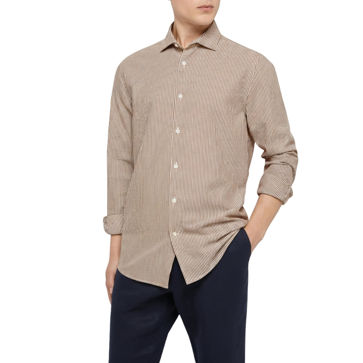 Camicia Pamplona in lino tinto in capo - Marrone