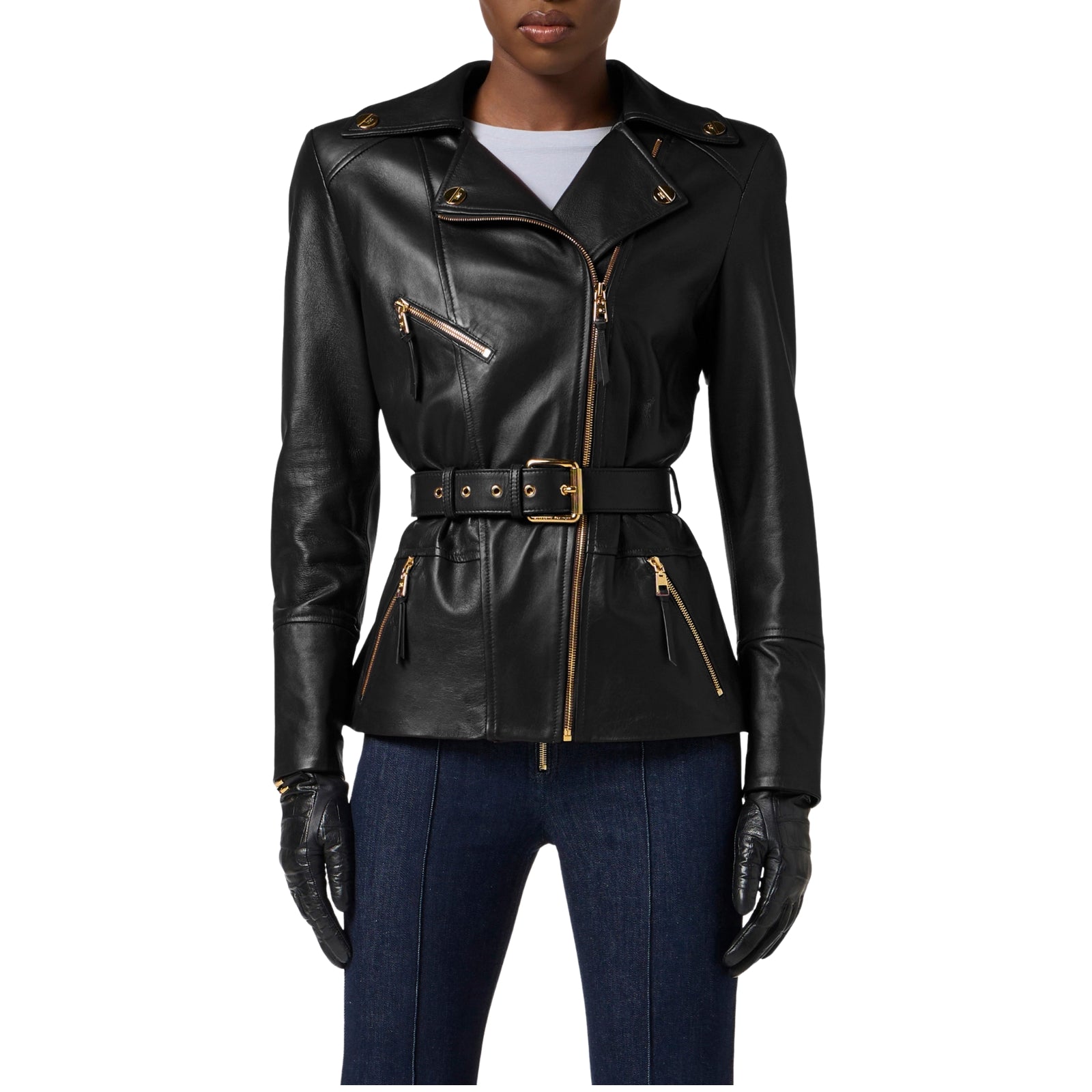 Giacca biker in pelle