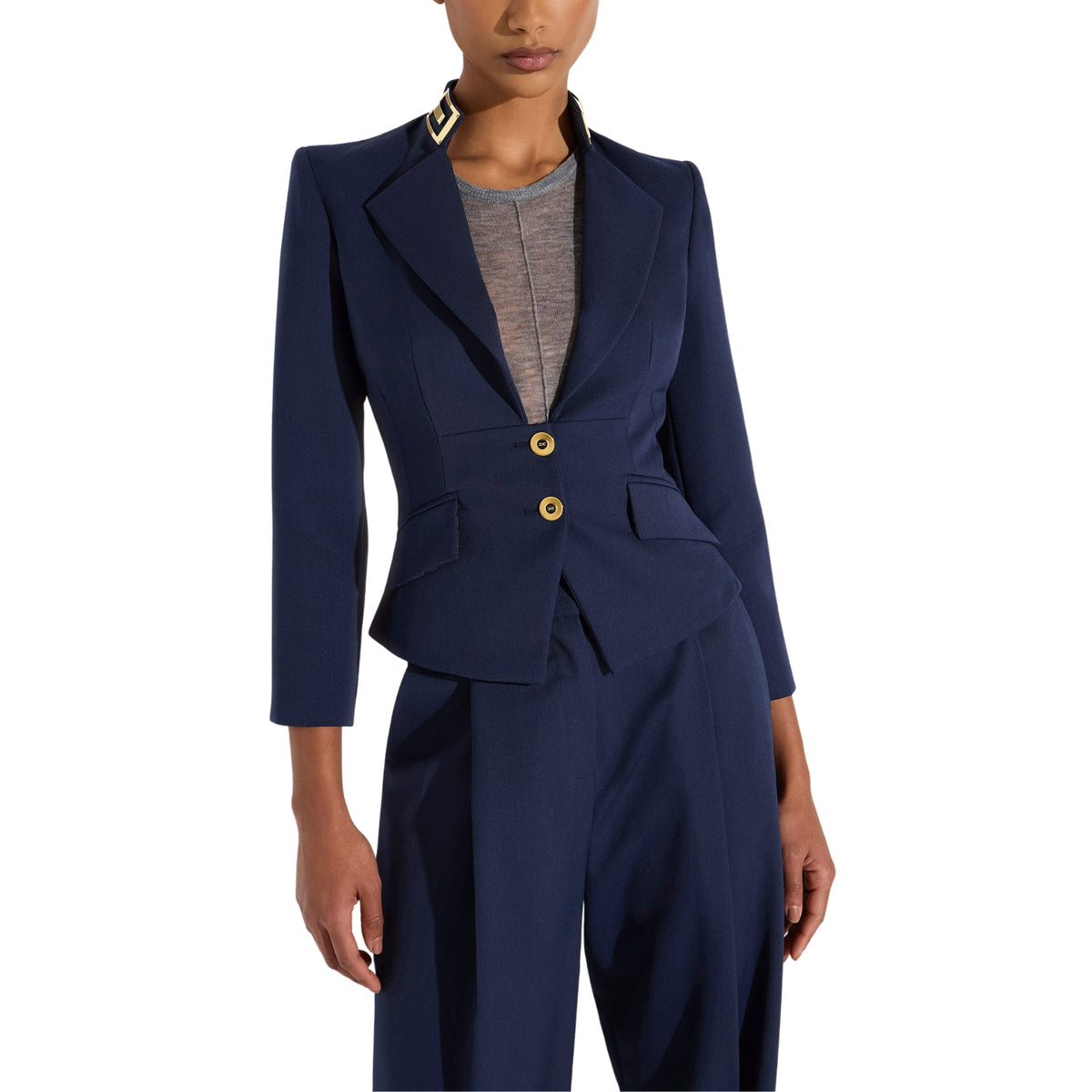 Giacca in gabardina con placca dorata - Blu