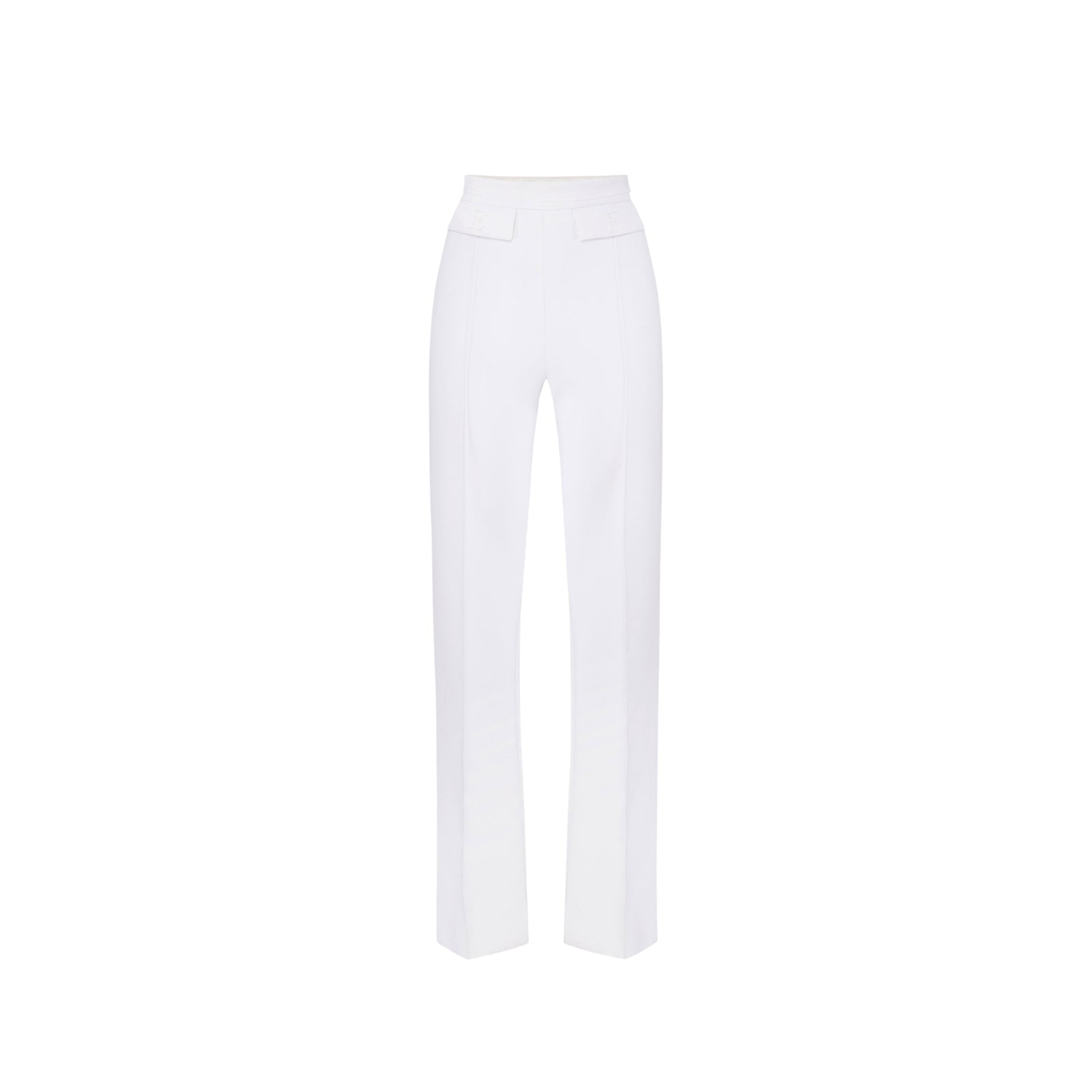 Pantaloni in doppio crêpe stretch con logo ricamato