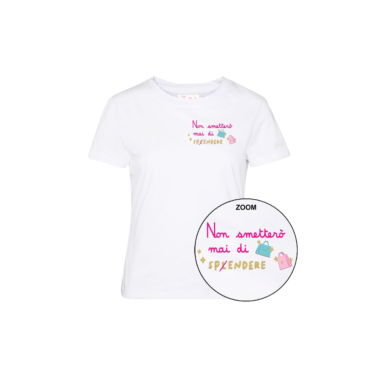 T-shirt Emilie con ricamo ironico - Bianco