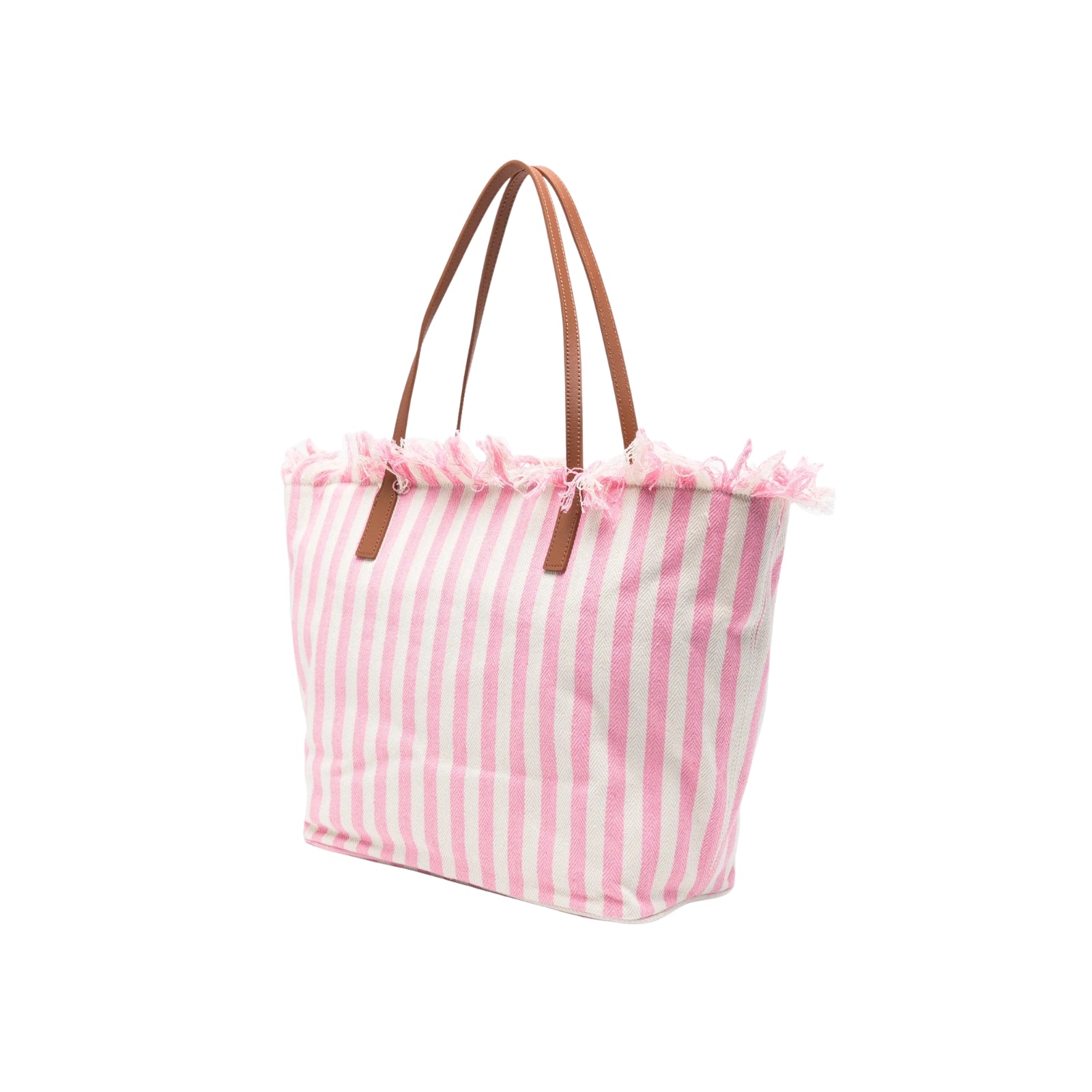 Borsa City regular in canvas con frange - ROSA