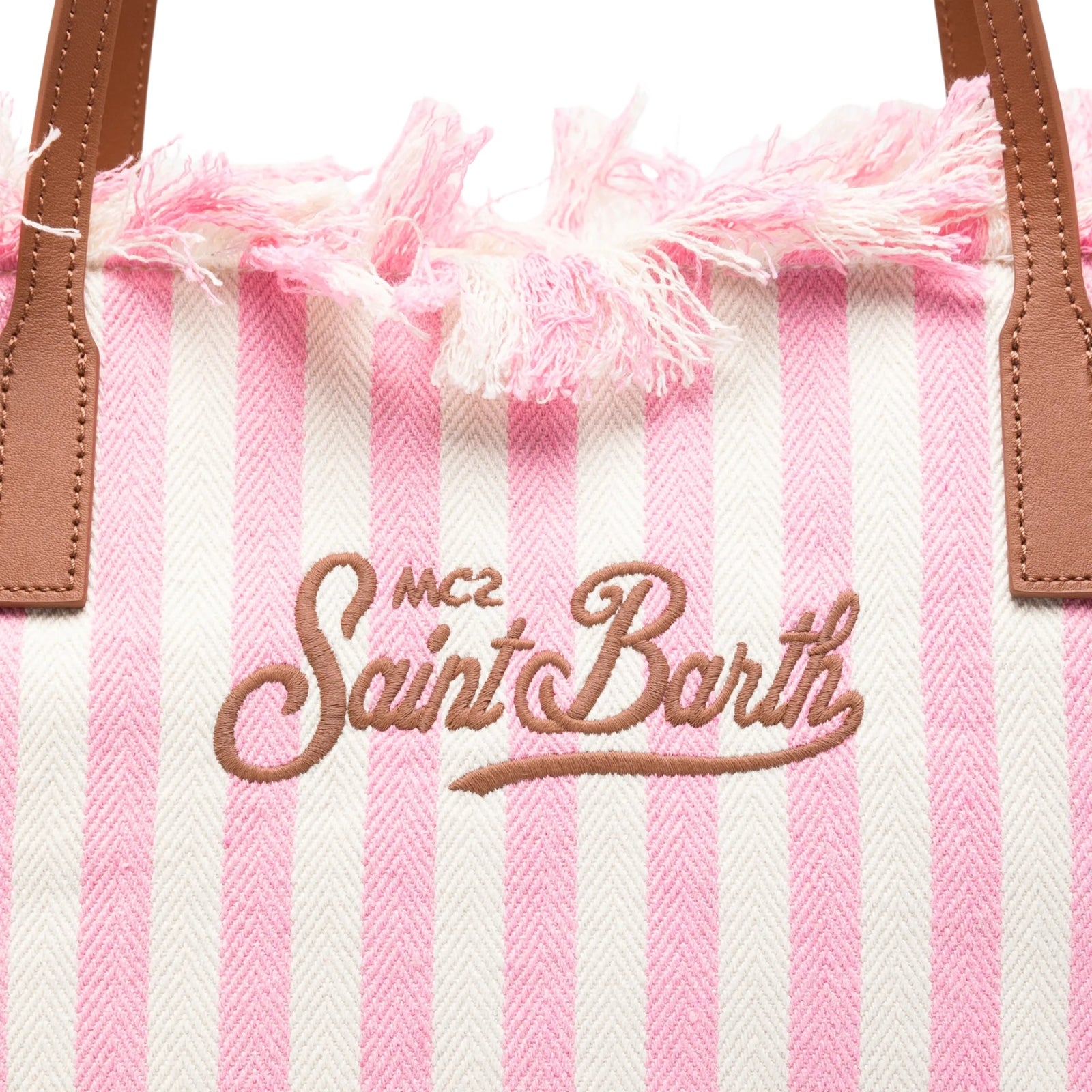 Borsa City regular in canvas con frange - ROSA