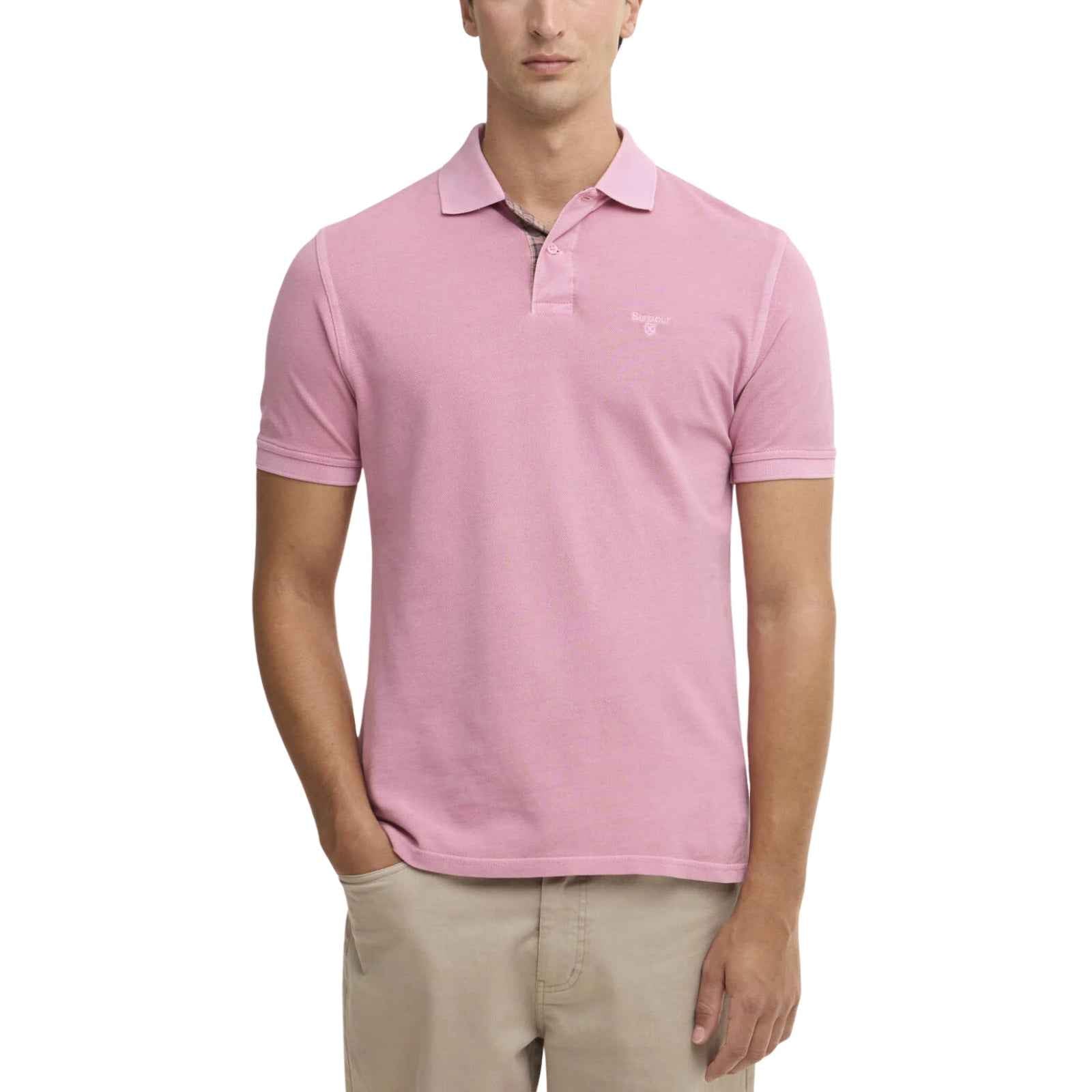 Polo in piqué in tartan Washed - ROSA