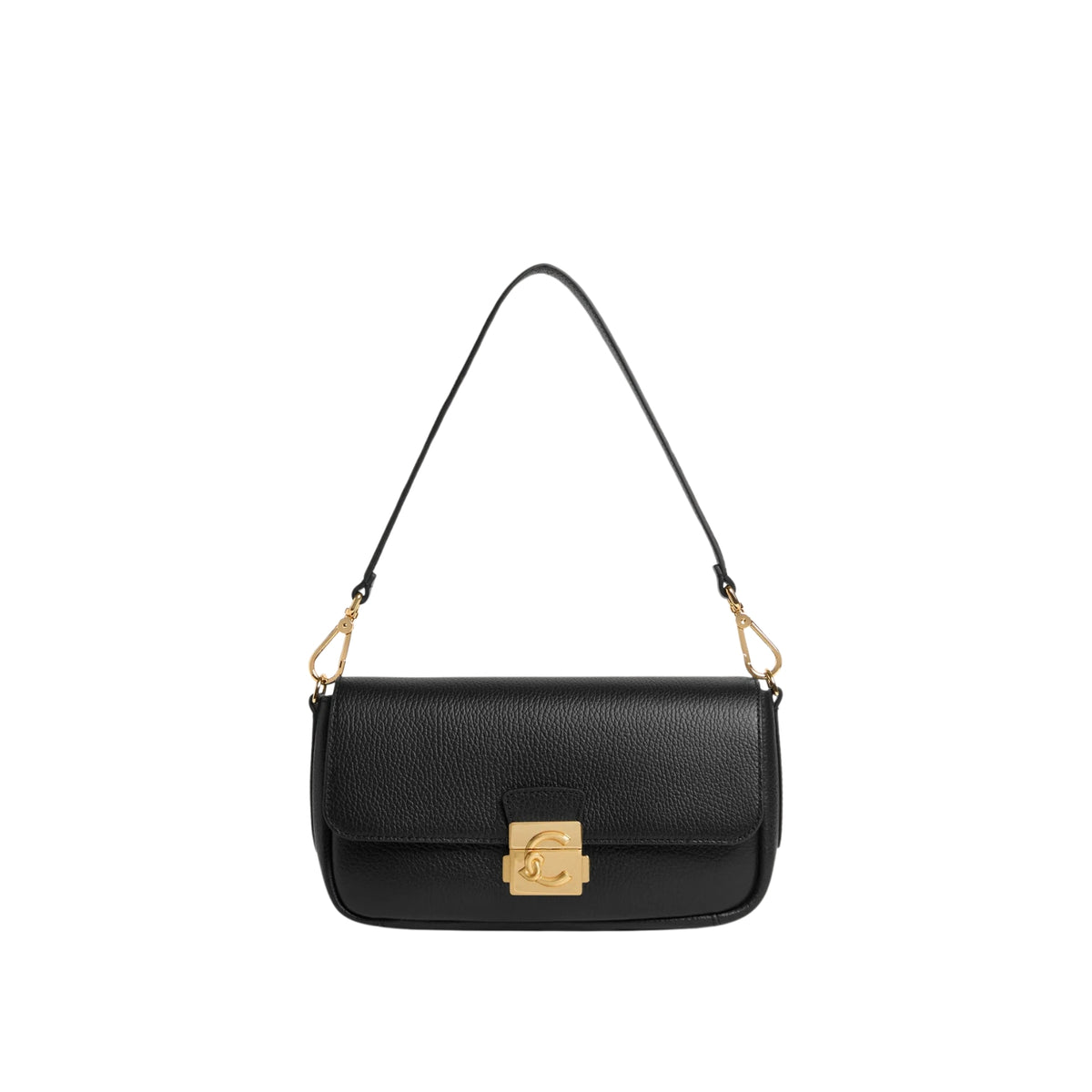 Borsa in pelle bottalata con chiusura distintiva - Nero