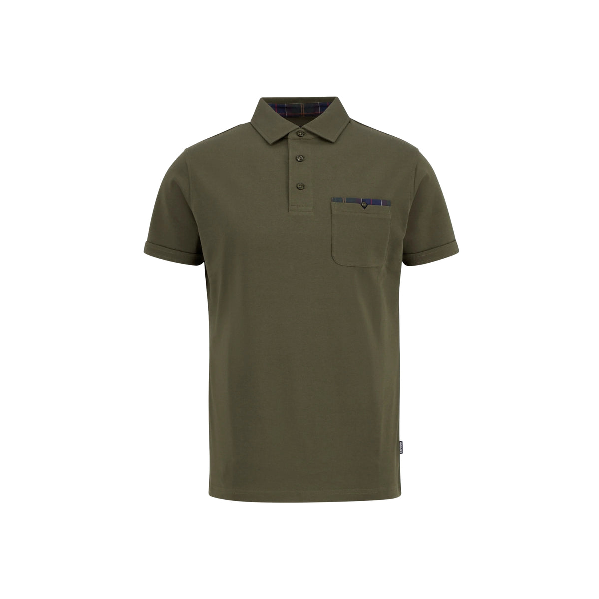 Polo Corpatch in cotone interlock con tartan - Verde