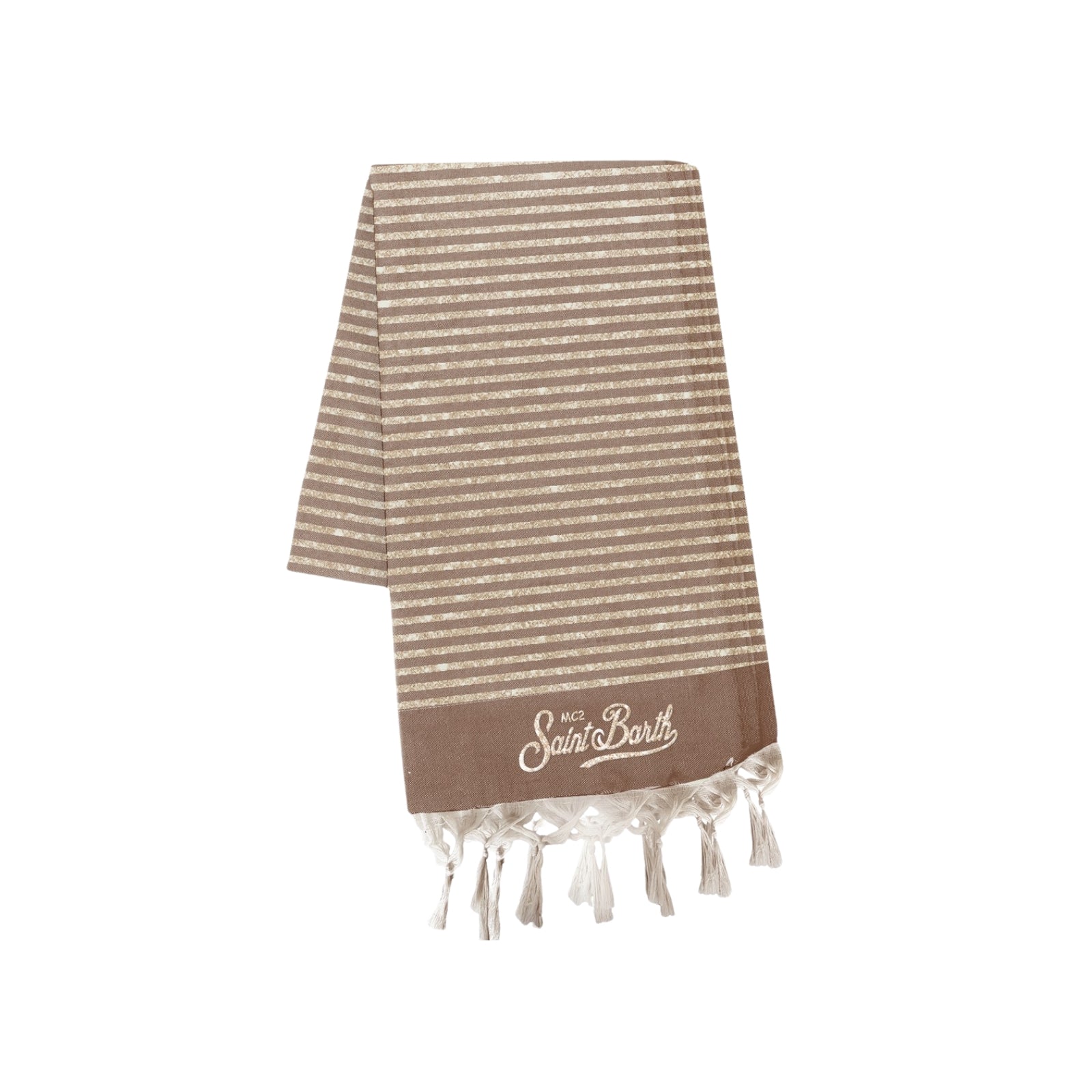 Telo mare in cotone Fouta LUREX con stampa a righe - MARRONE