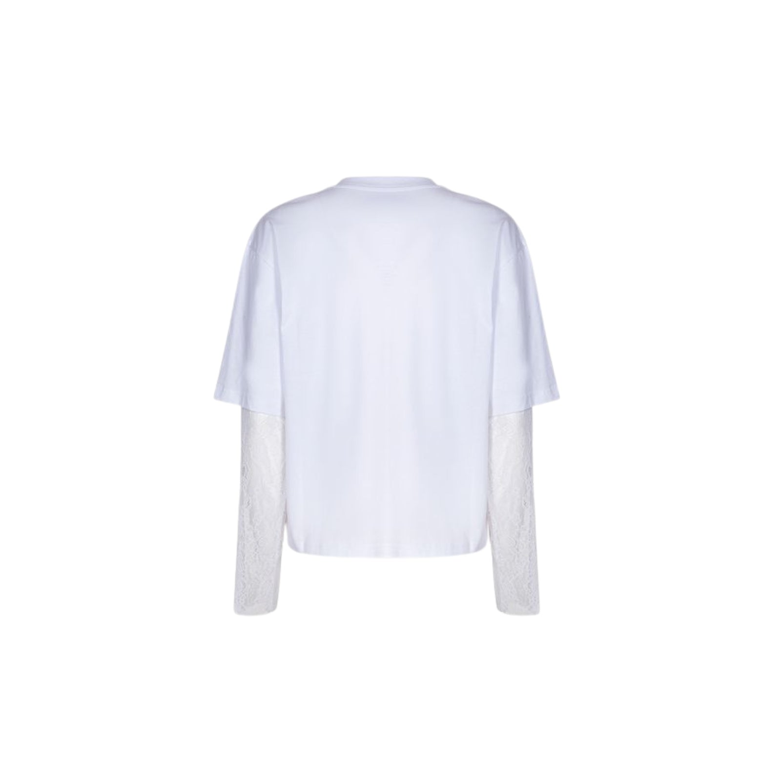 T-shirt crop con manica lunga in pizzo