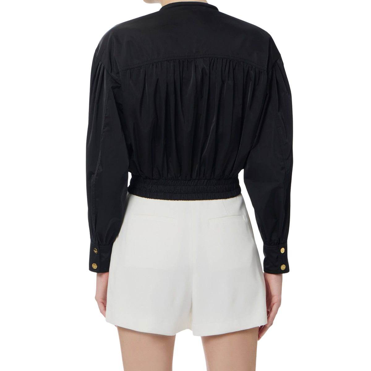 Bomber in tessuto vela con collo tubolare - Nero