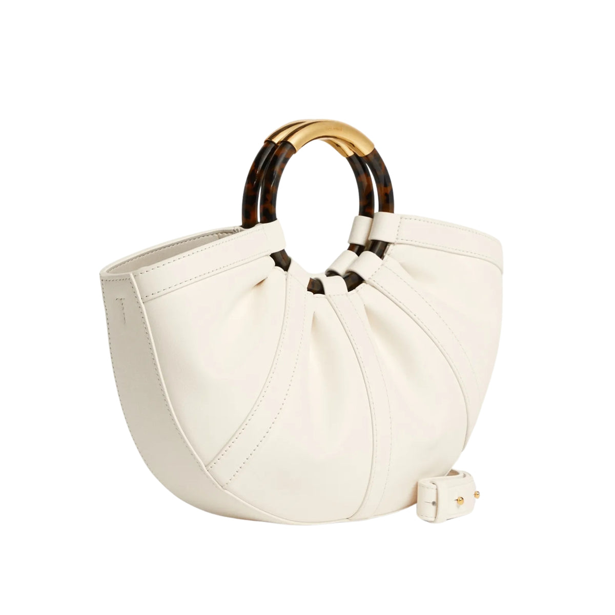 Borsa Shell a mezza luna con manici in plexiglass - Perla
