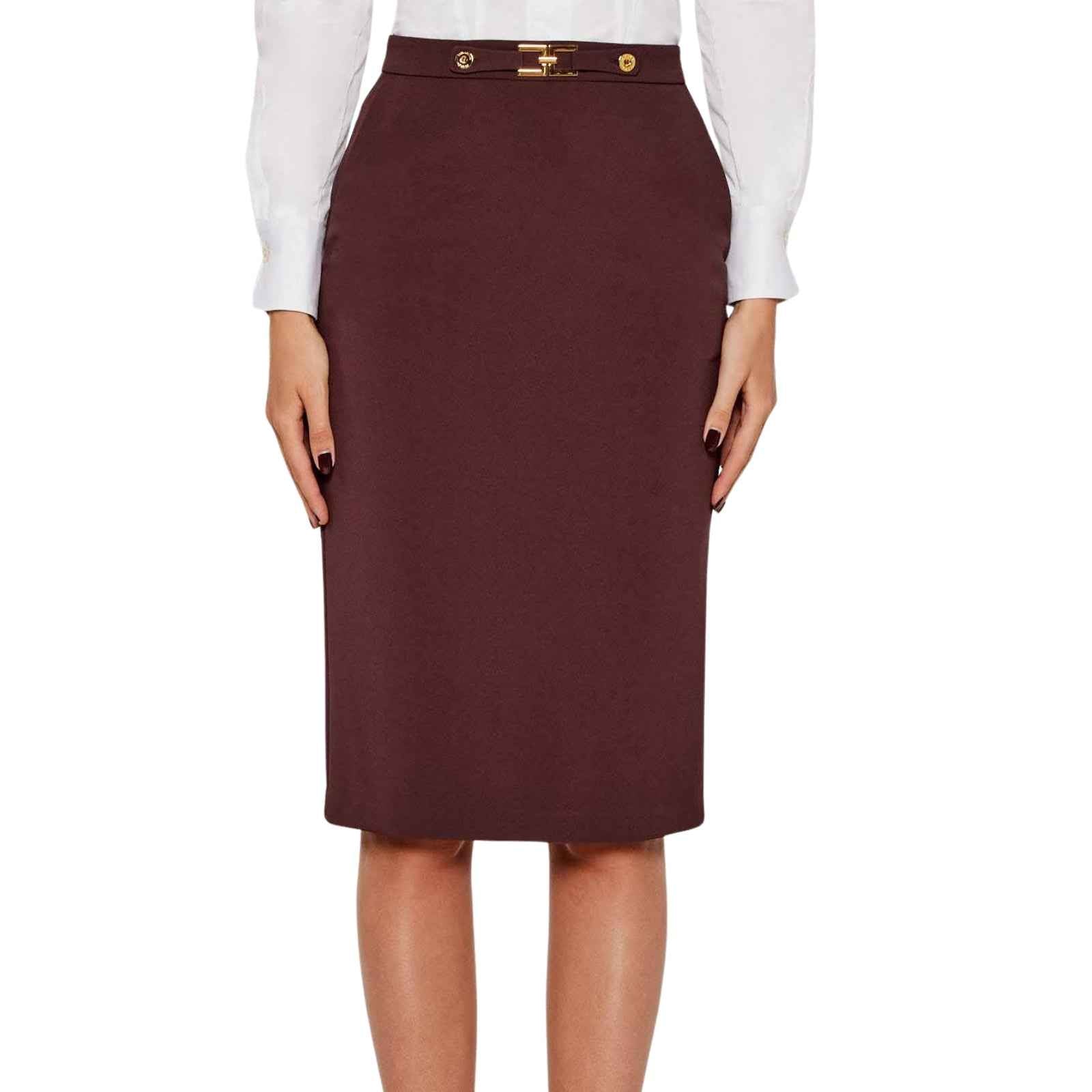 Gonna in crêpe con logo gioiello