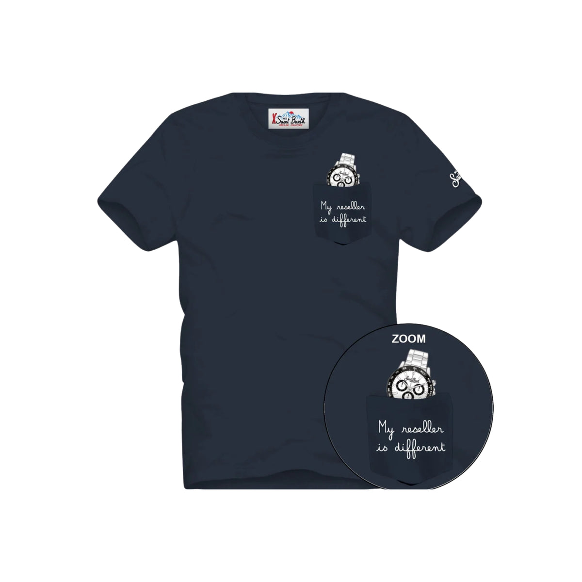 T-shirt Connor con taschino stampa orologio - Blu
