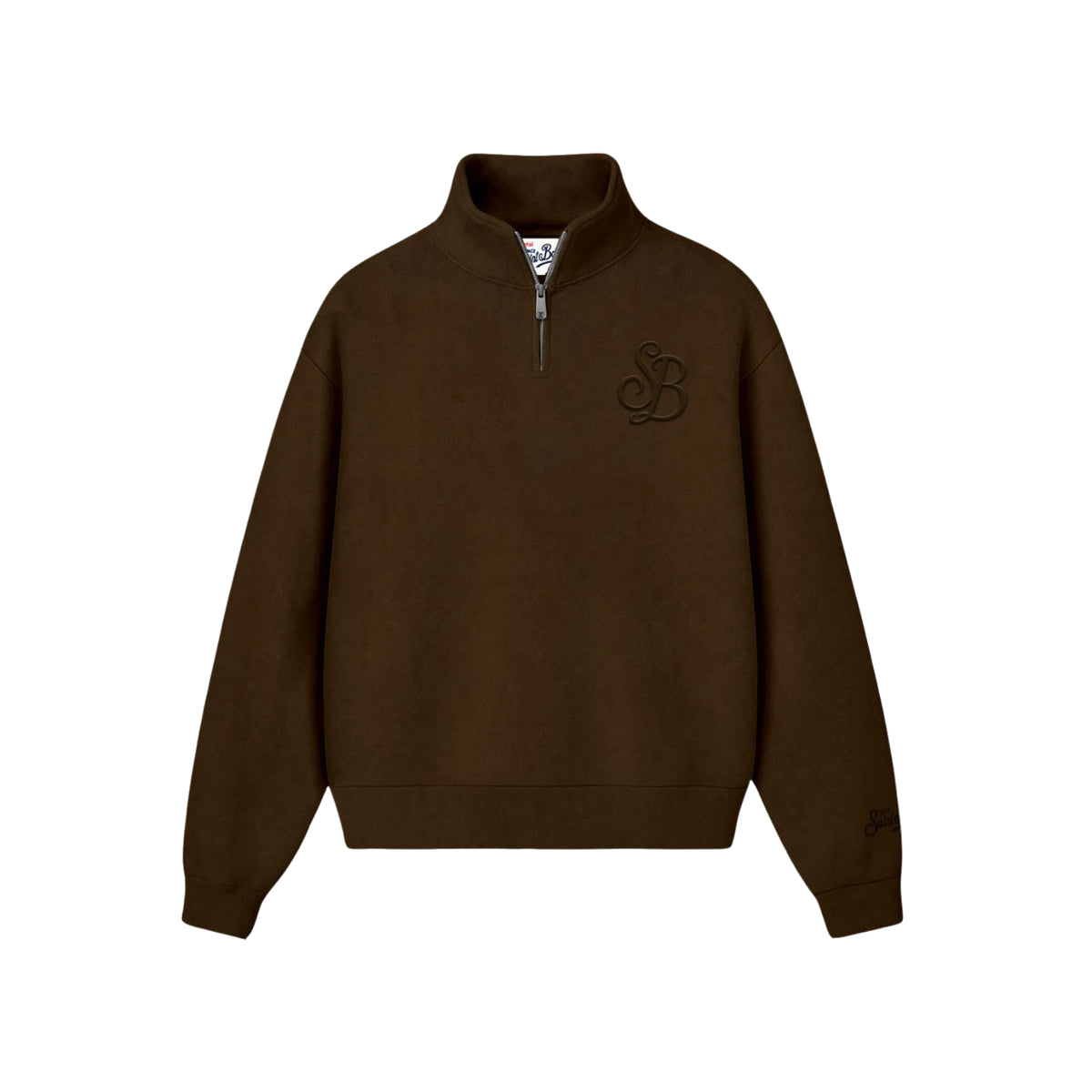 Felpa Kenneth in cotone con monogramma SB Legacy-MARRONE