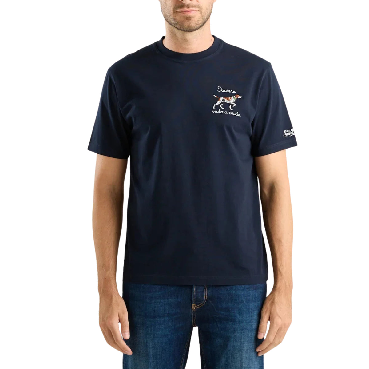 T-shirt Arnott in cotone con ricamo cane da caccia