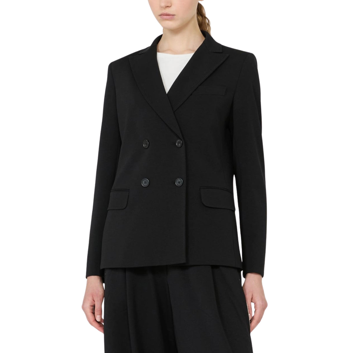 Blazer doppiopetto in jersey punto Milano - Nero