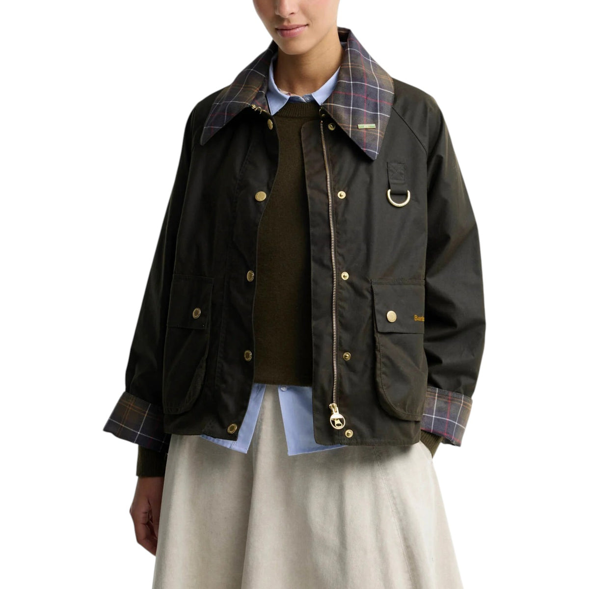 Giacca cerata Spey con colletto in tartan Icons