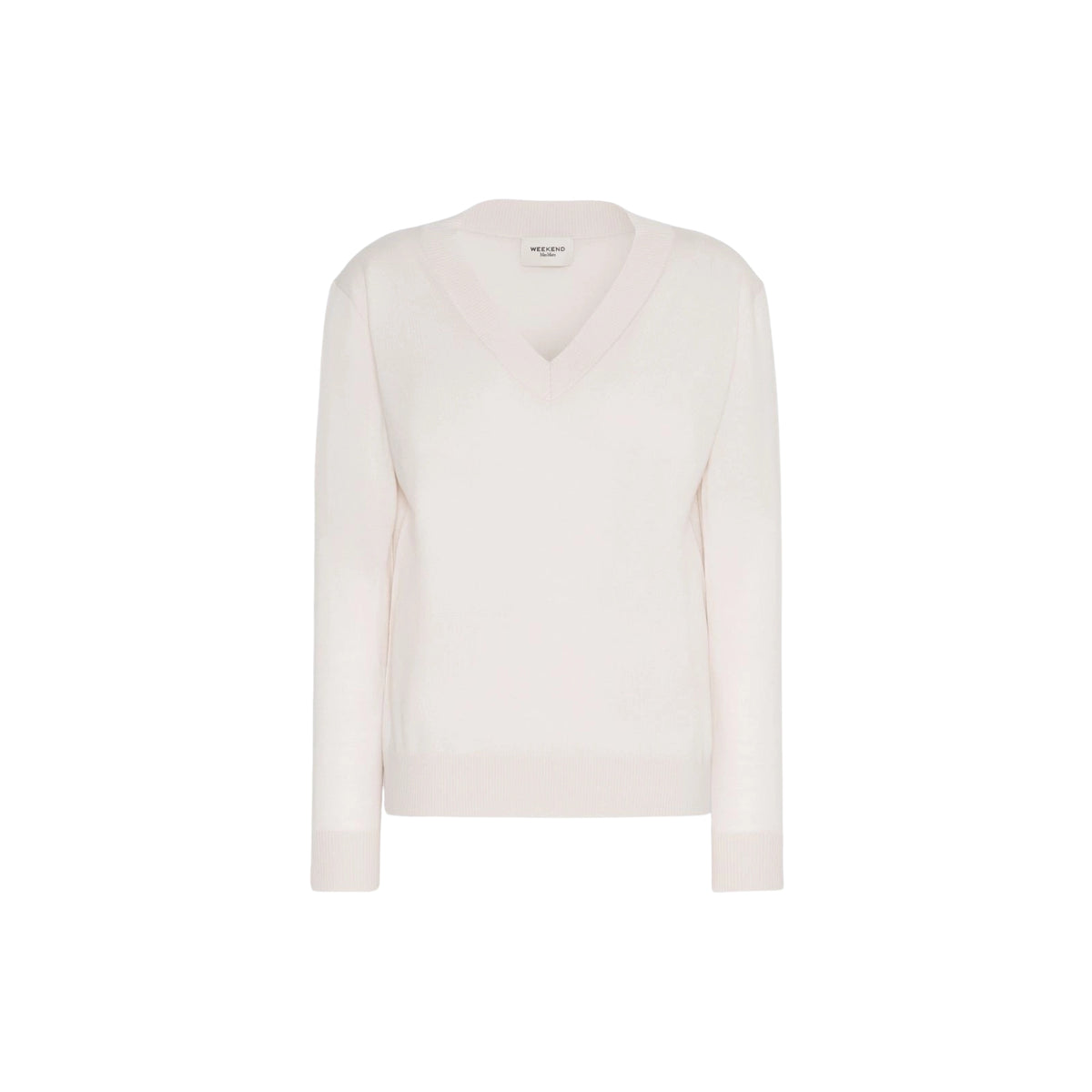 Maglia scollo a V in lana seta e cachemire - Panna