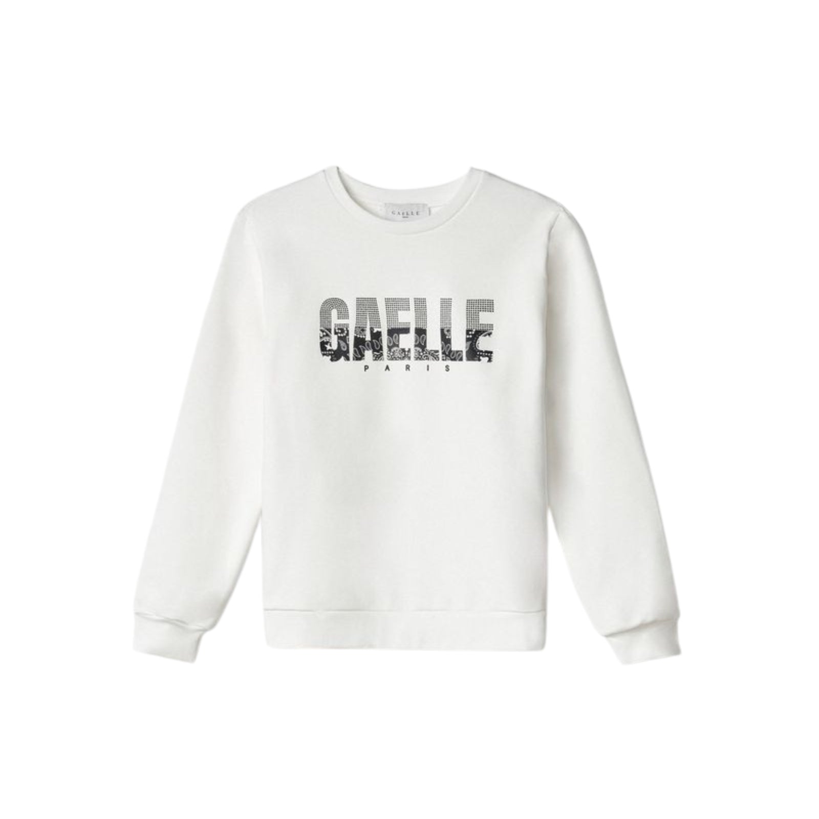 Felpa girocollo con logo a strass - BIANCO