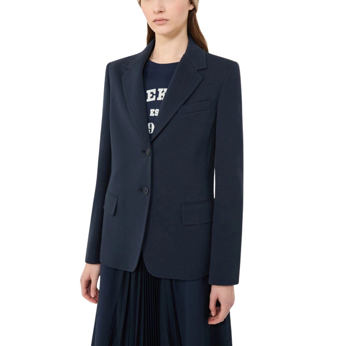 Blazer monopetto in jersey double di cotone - Blu