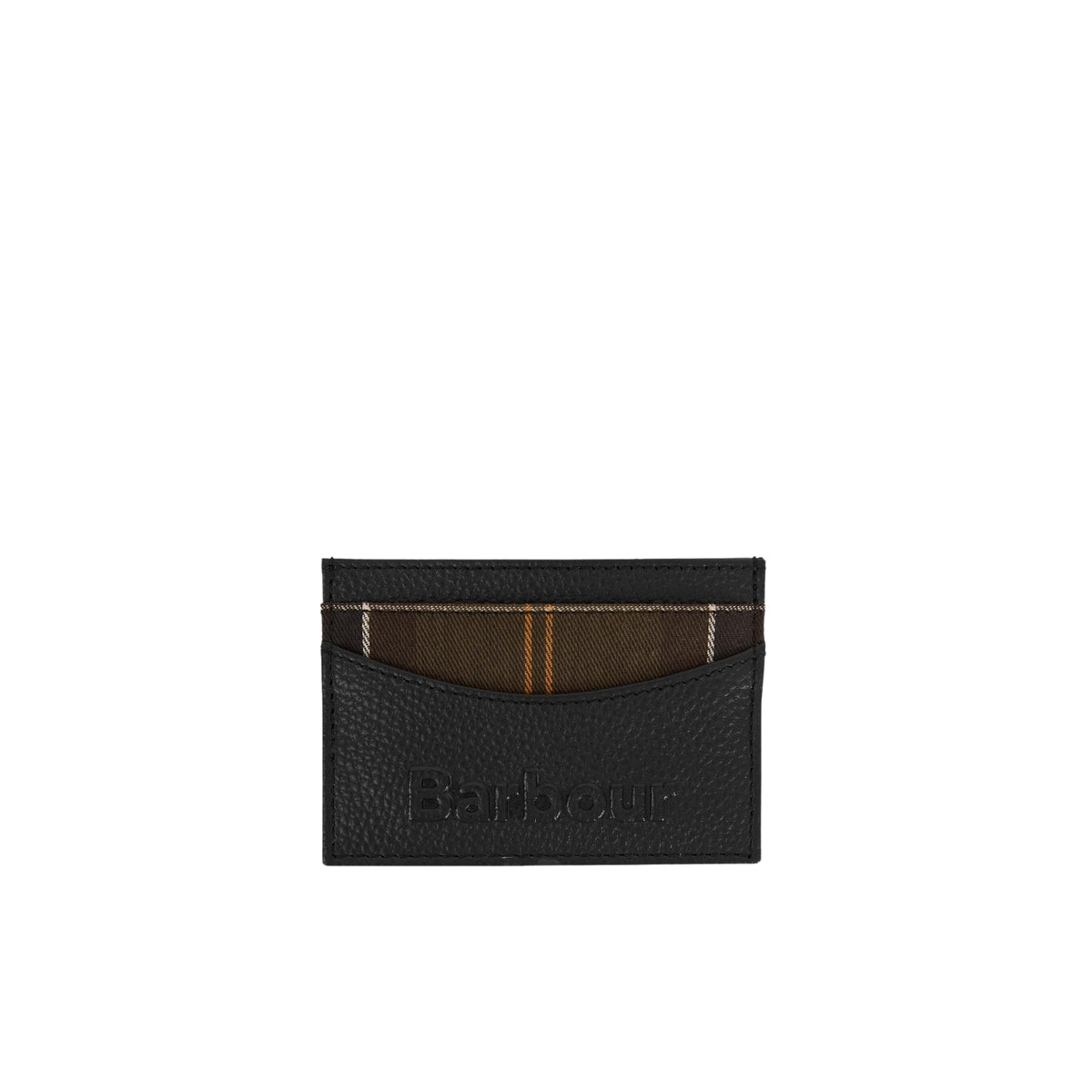 Portacarte in pelle con finiture tartan - Black
