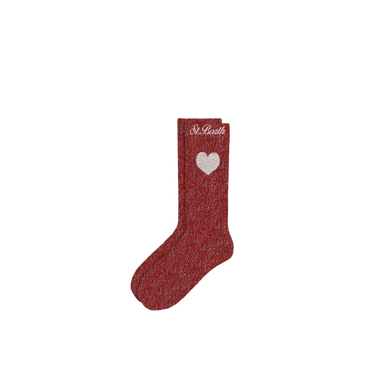 Calzini in lurex con motivo cuore-BORDEAU