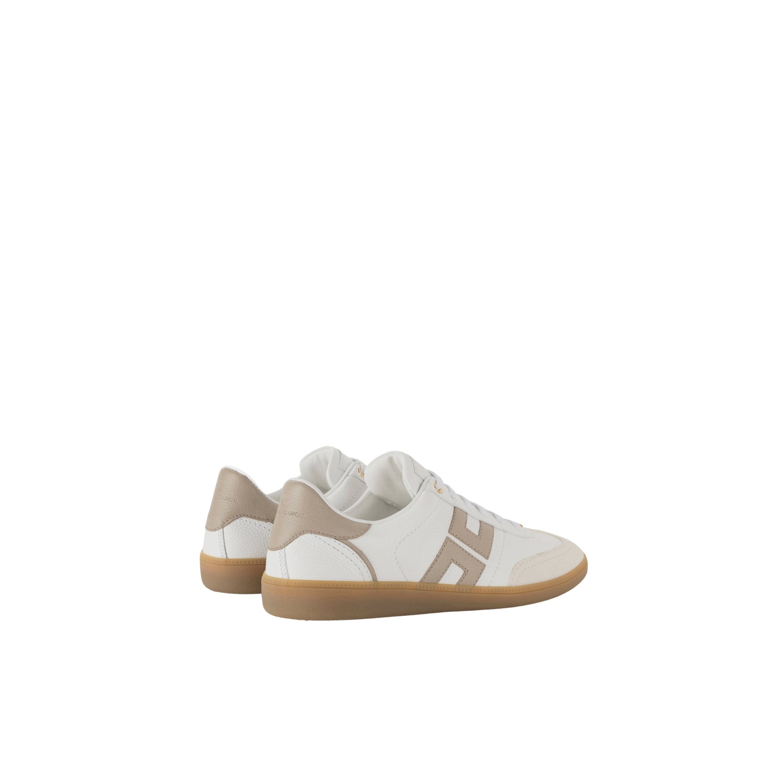 Sneakers con applicazione logo beige