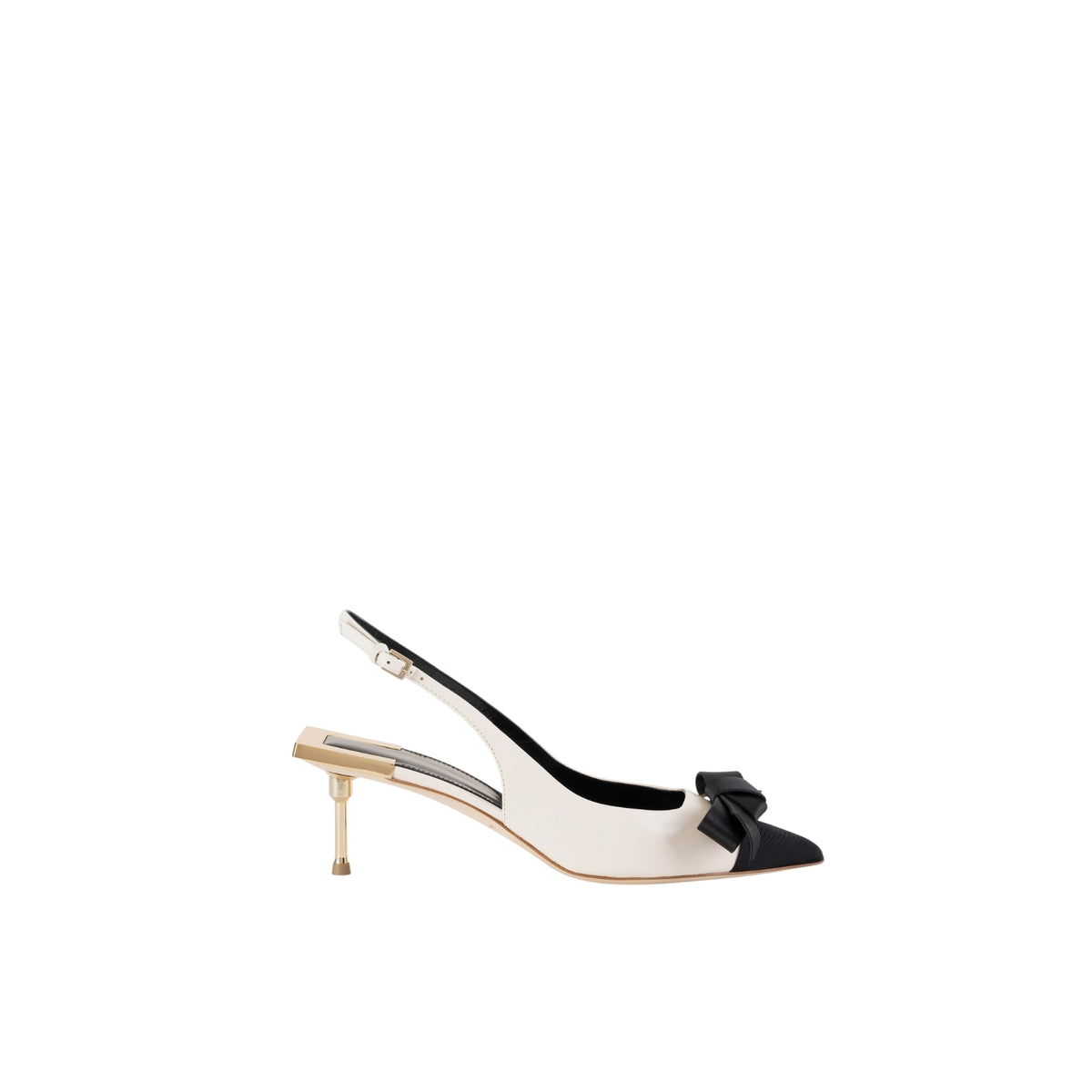 Slingback con fiocco in raso - Burro/Nero