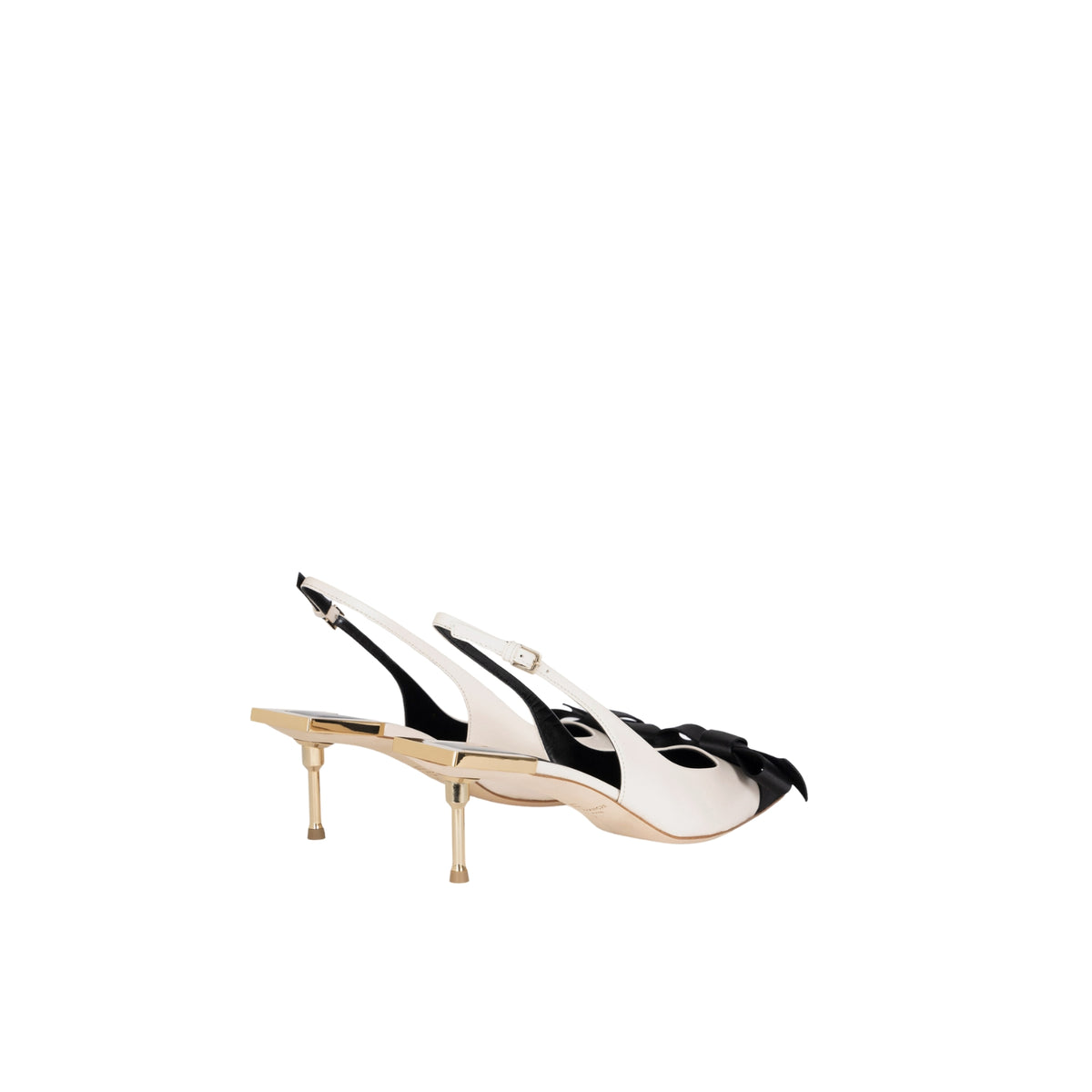 Slingback con fiocco in raso - Burro/Nero
