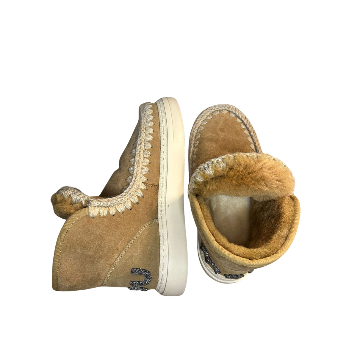 Stivale MOU Eskimo sneaker bold glitter logo - Cammello