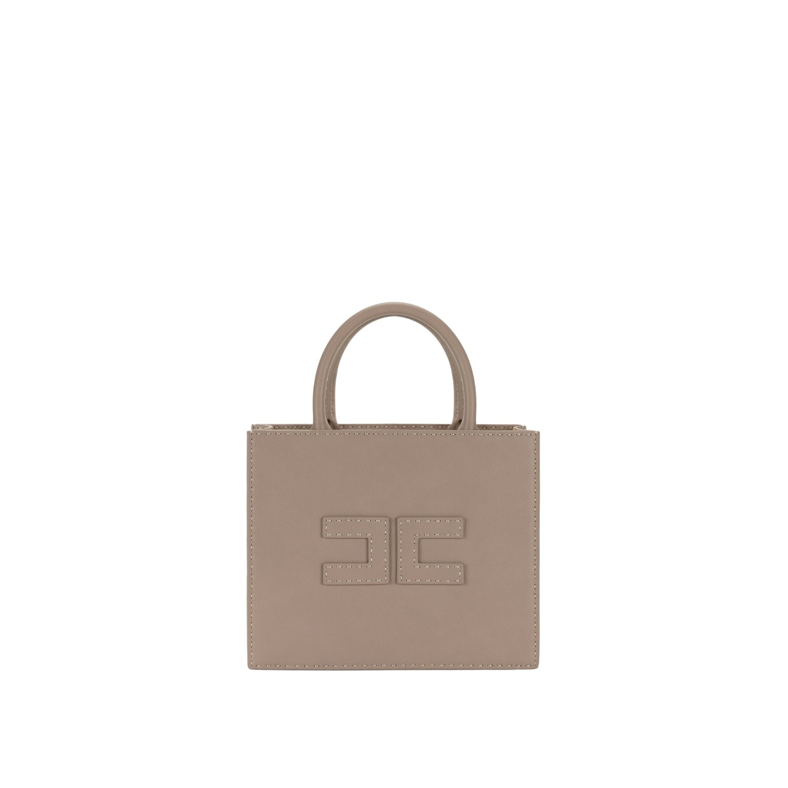 Borsa tote piccola con impunture - BEIGE
