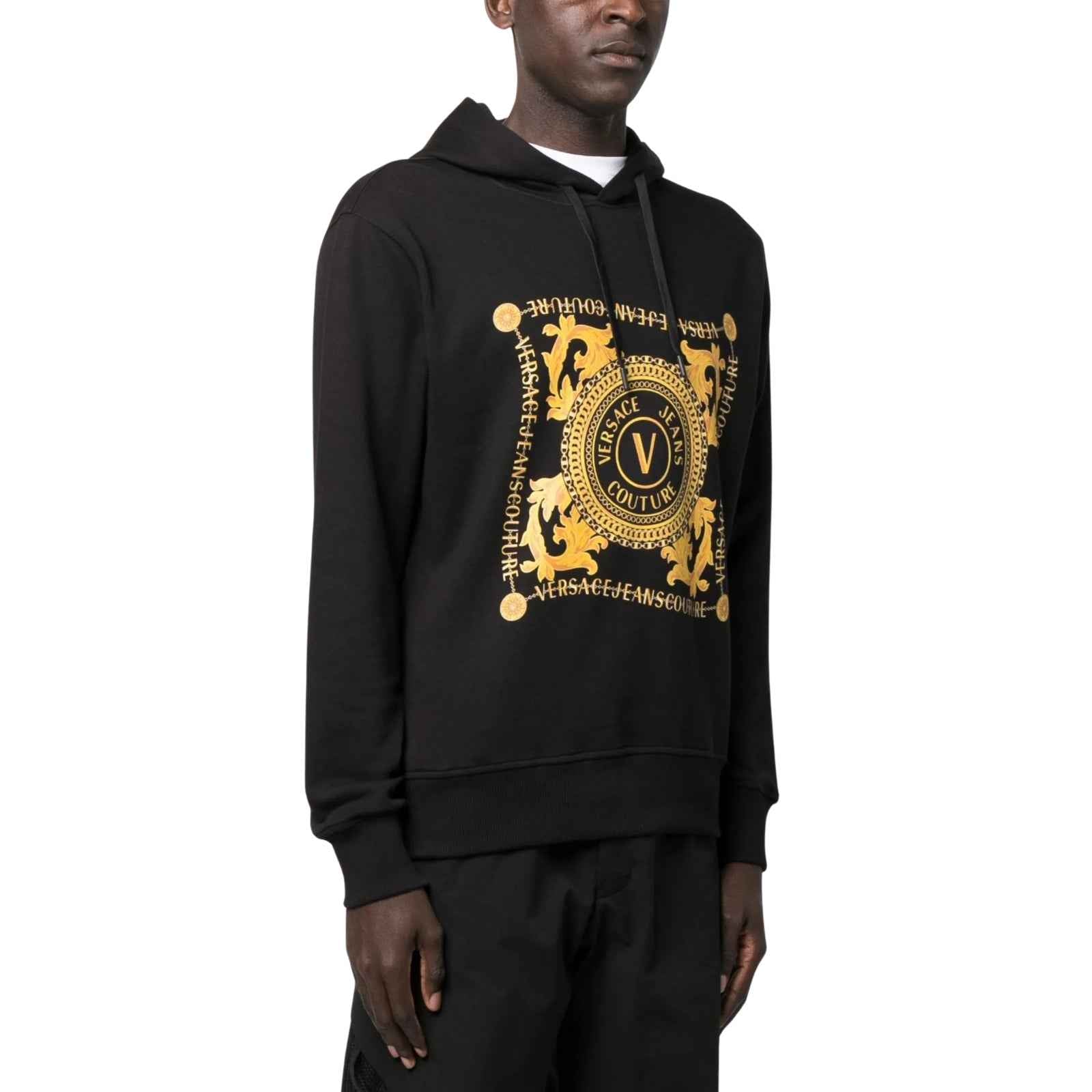 Felpa nera con stampa frontale