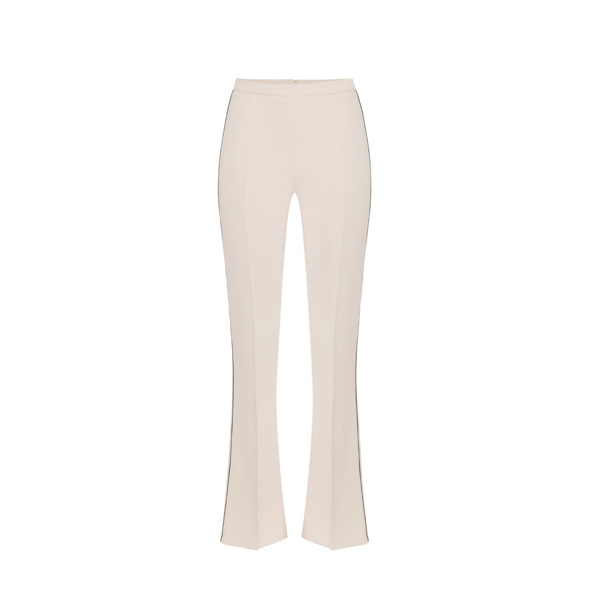 Pantalone crêpe con piping a contrasto - Burro/Nero