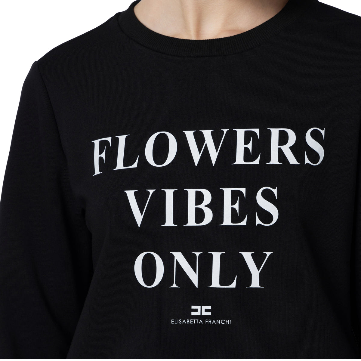 Felpa con stampa lettering e bande in raso - Nero