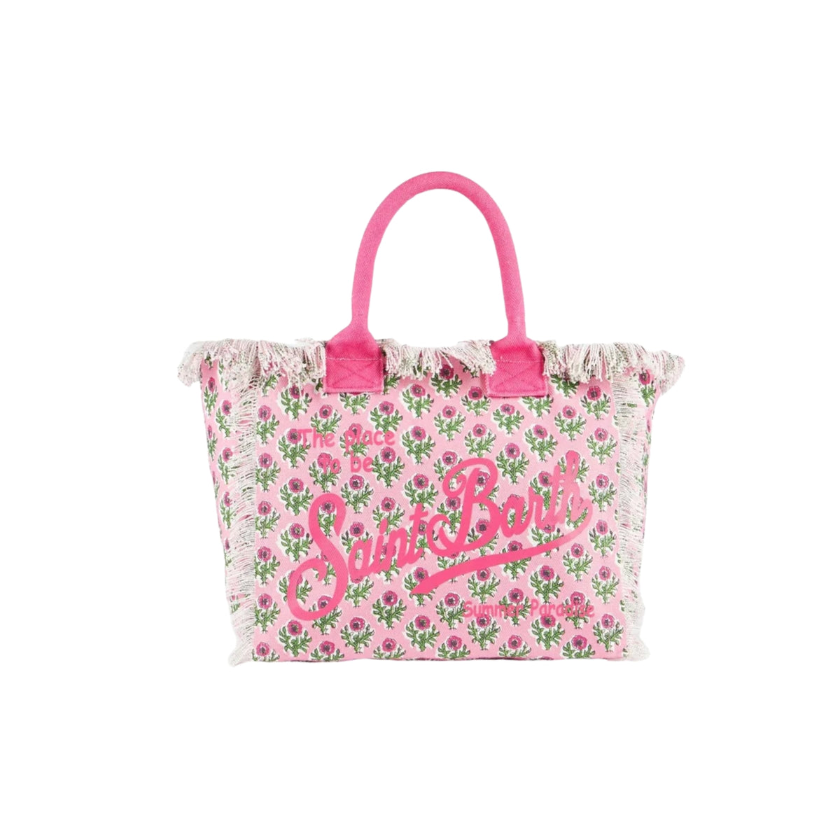 Borsa Vanity regular a righe con frange - Rosa