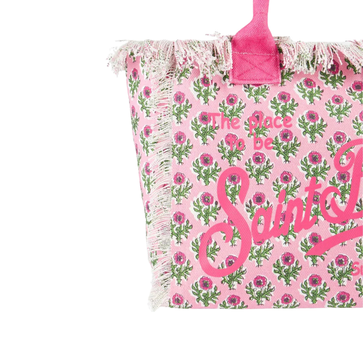 Borsa Vanity regular a righe con frange - Rosa