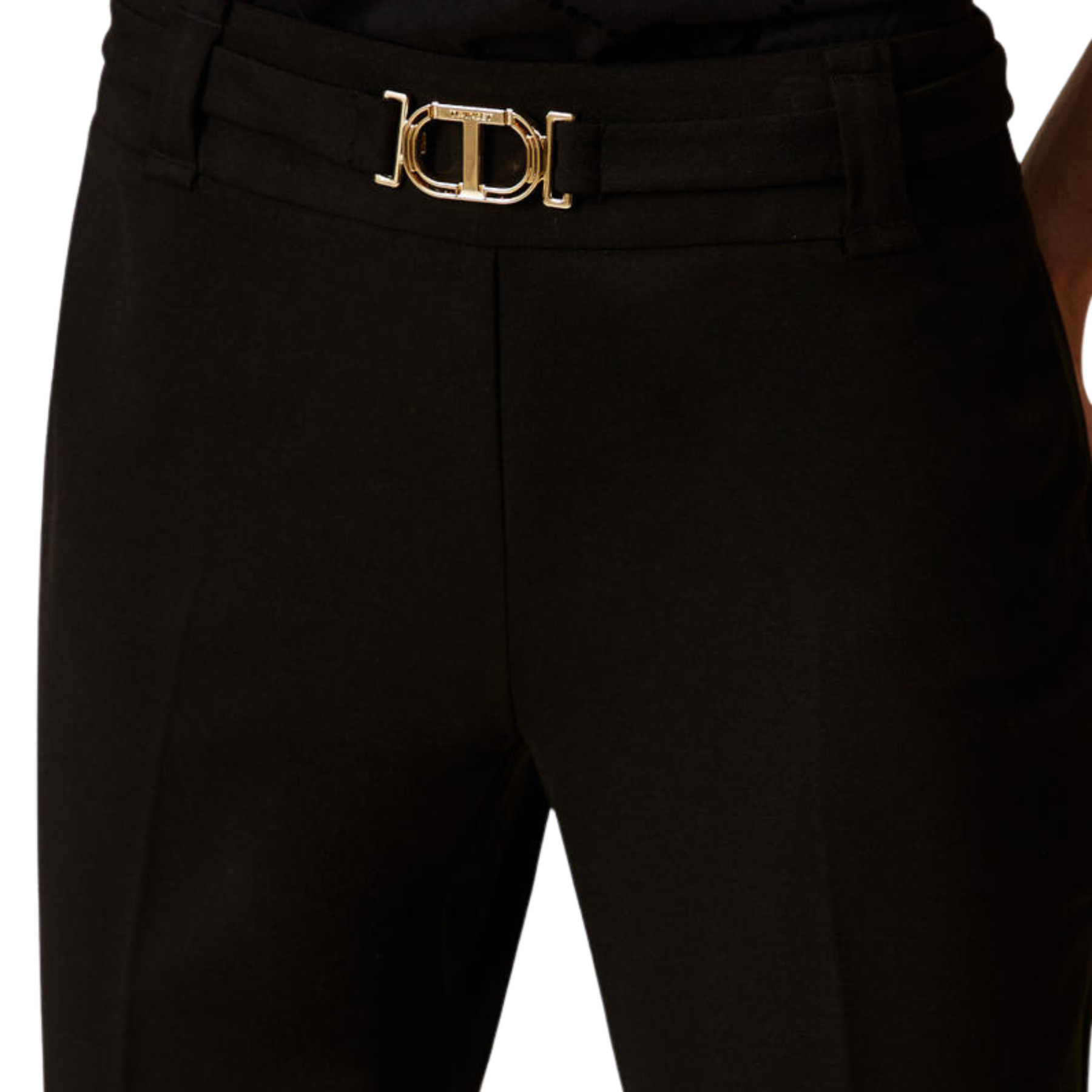 Pantaloni a zampa con cintura e fibbia a “Ovale T” - Marco Masi Fashion Store