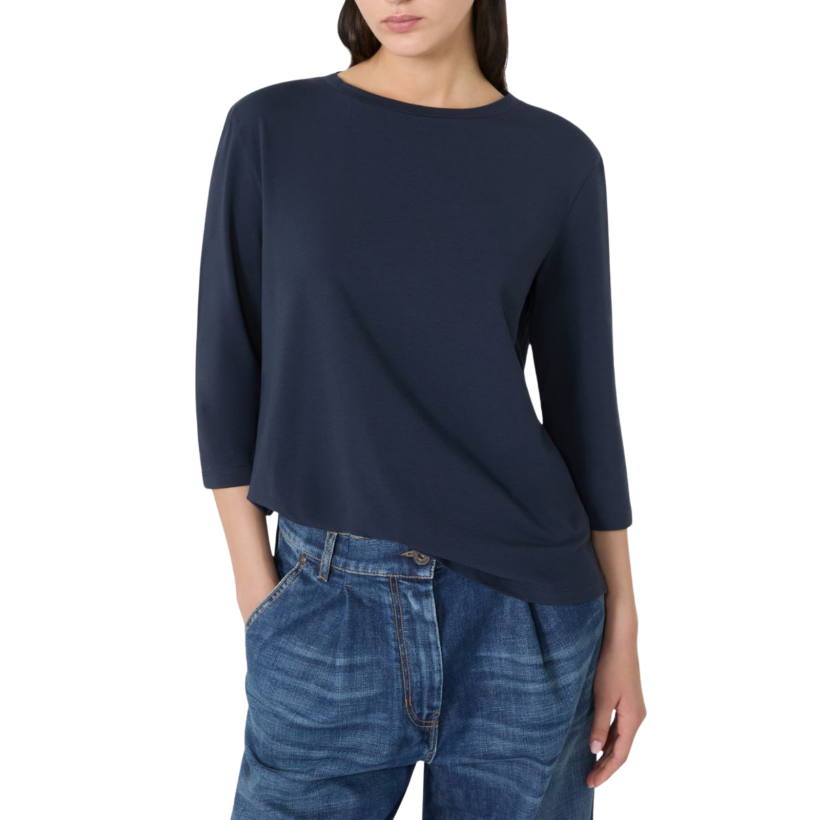 T-shirt in jersey di cotone - BLU - Marco Masi Fashion Store