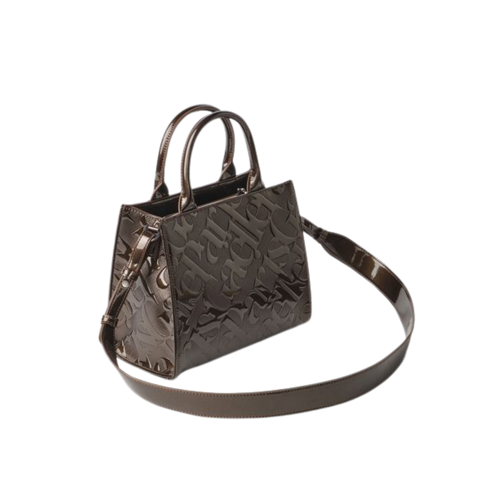 Maxi Shopper Allover In Vernice - Moro